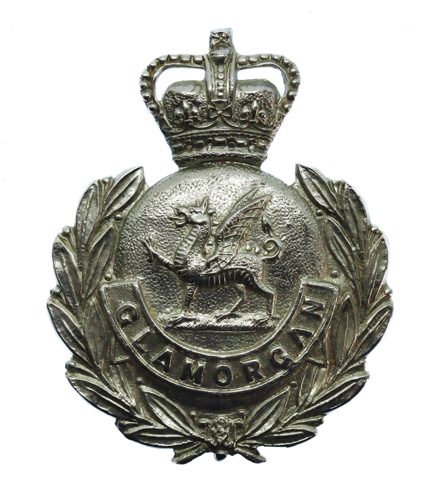 Glamorgan Constabulary Wreath Cap Badge - Queen's Crown