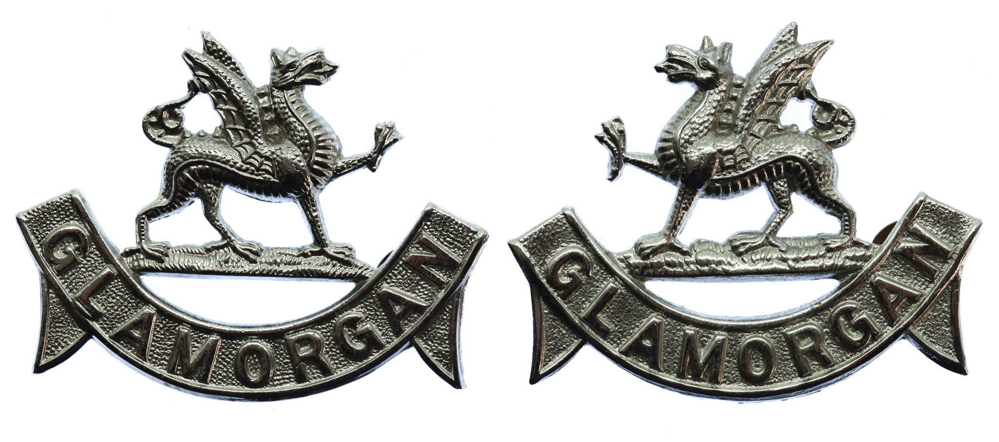 Pair of Glamorgan Constabulary Chrome Collar Badges