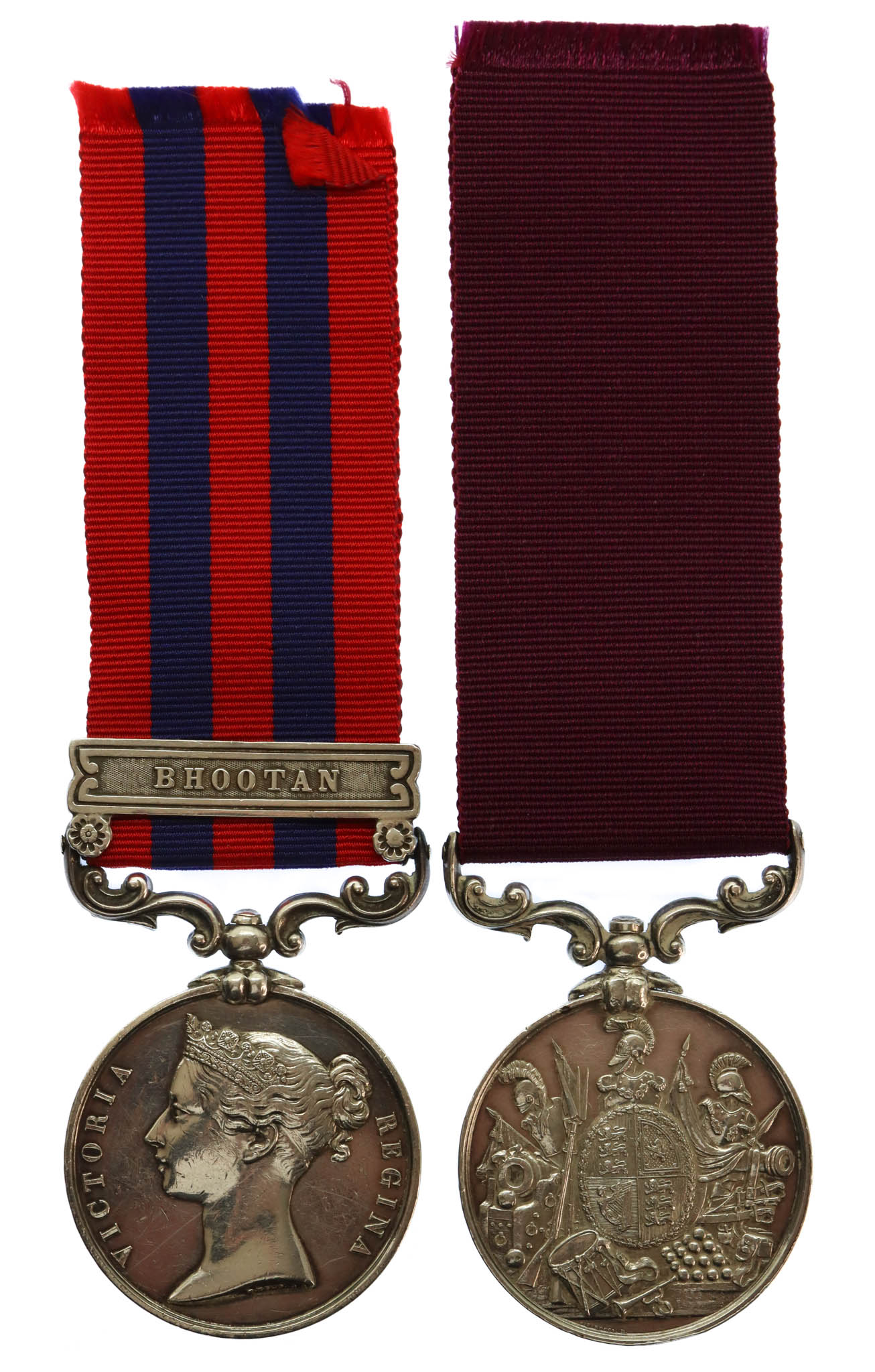 1854 India General Service Medal (Clasp - Bhootan) and Long Service & Good Conduct Medal Pair - Sergt. W. Hewitt, 55th (Westmorland) Regiment of Foot