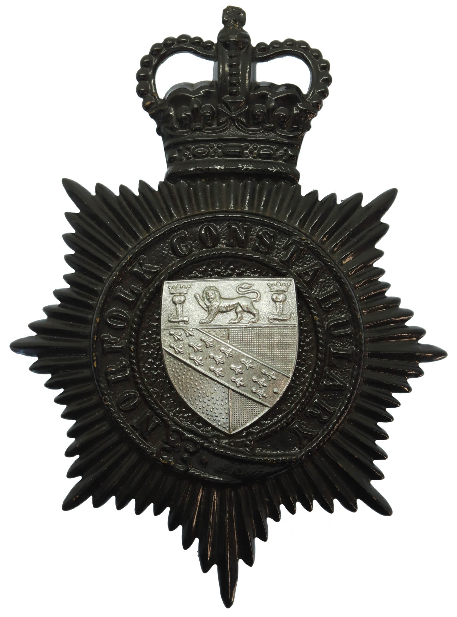 Norfolk Constabulary Night Helmet Plate - Queen's Crown