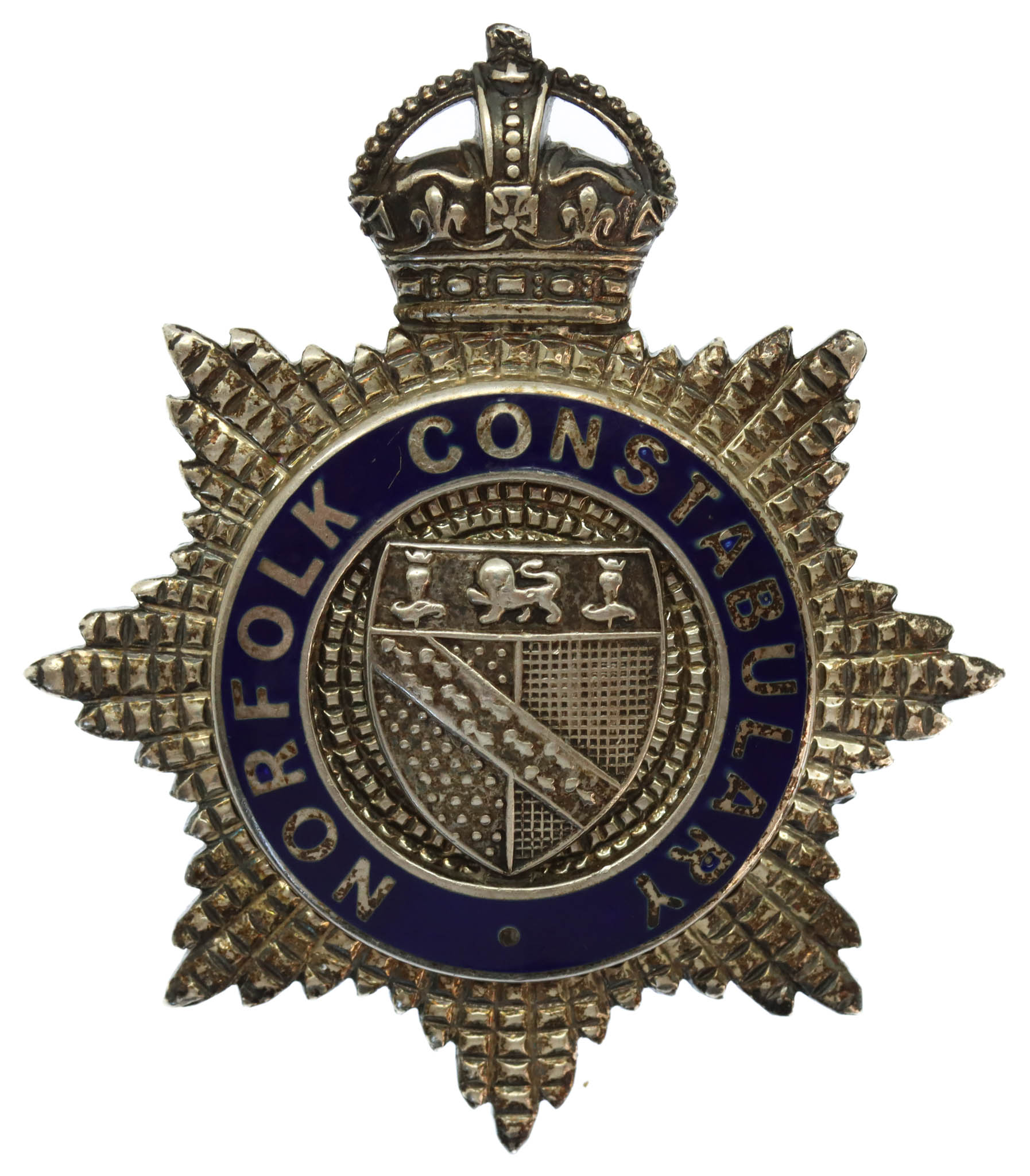 Norfolk Constabulary Senior Officer's Silver & Enamel Cap Badge - King's Crown