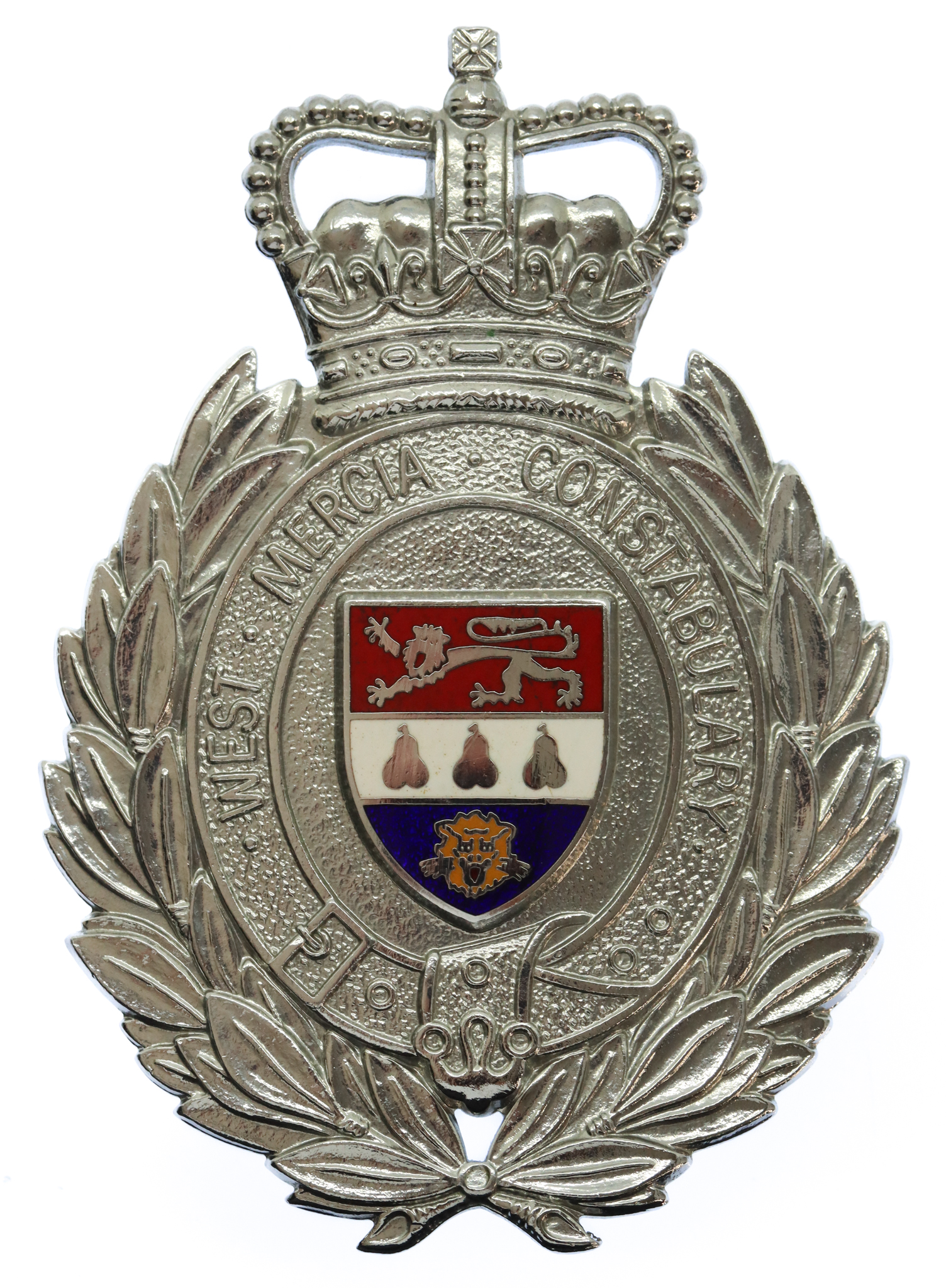 West Mercia Constabulary Enamelled Helmet Plate - Queen's Crown