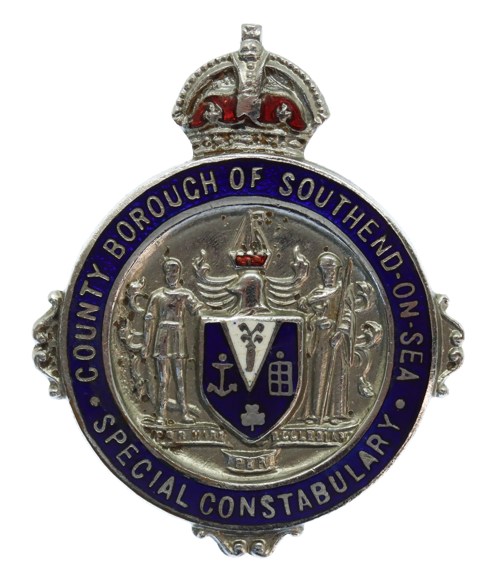 County Borough of Southend-on-Sea Special Constabulary Enamelled Cap Badge - King's Crown