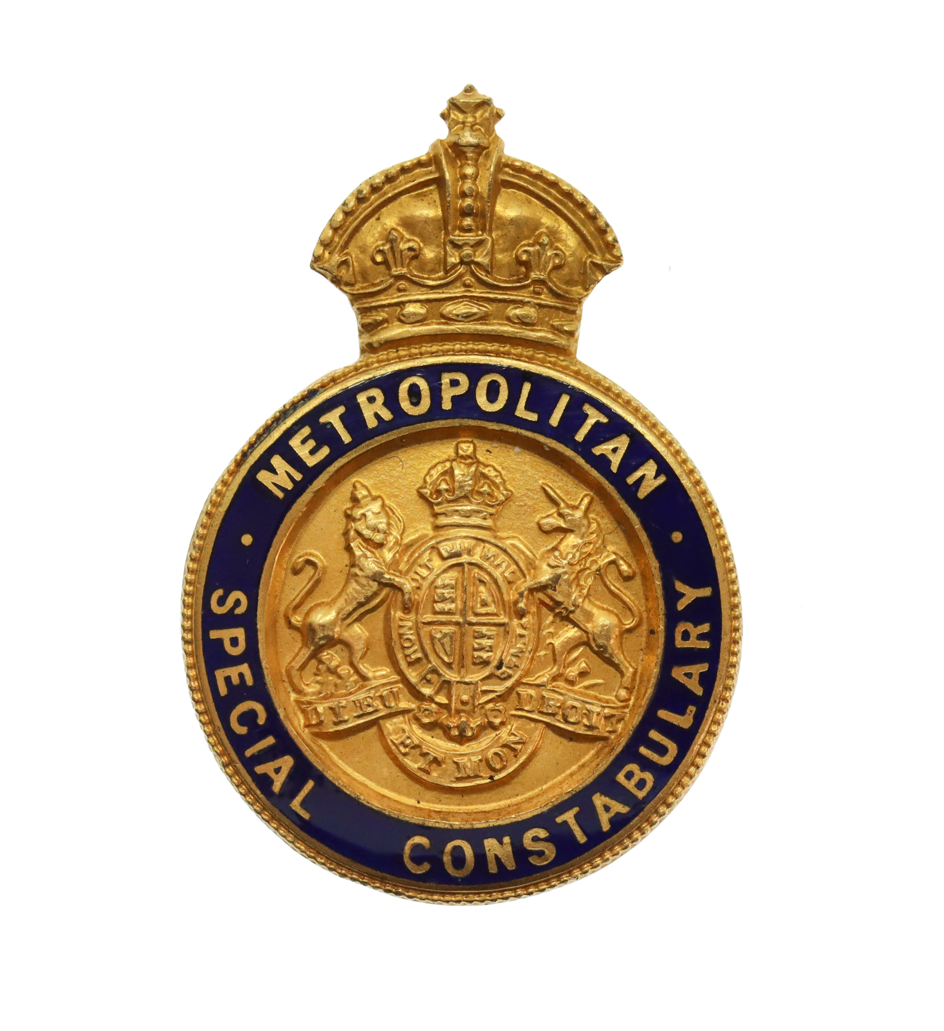 Metropolitan Special Constabulary Enamelled Cap/Lapel Badge - King's Crown