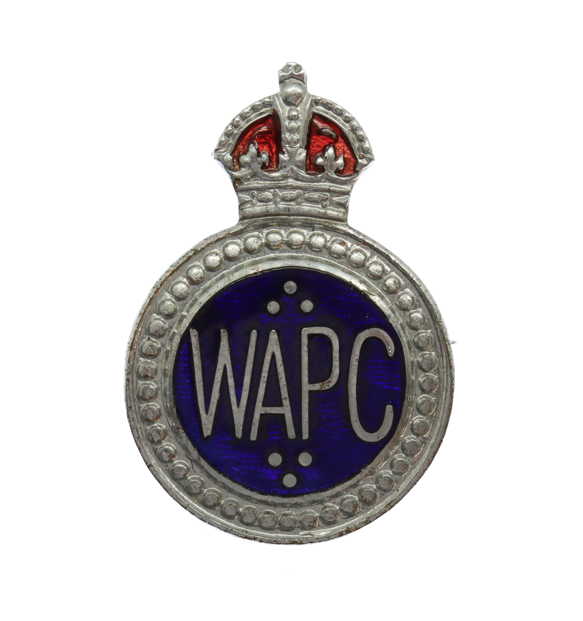 Women's Auxiliary Police Corps (W.A.P.C.) Enamelled Lapel Badge - King's Crown