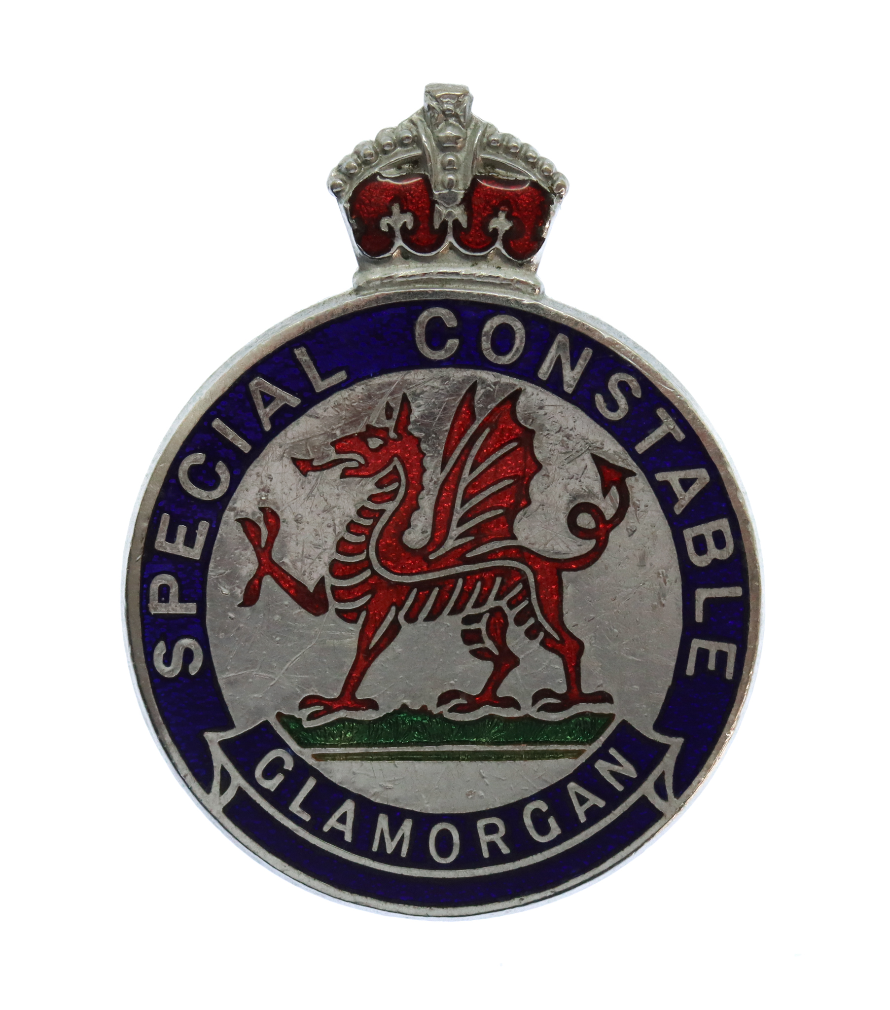 Glamorgan Special Constabulary Enamelled Lapel Badge - King's Crown