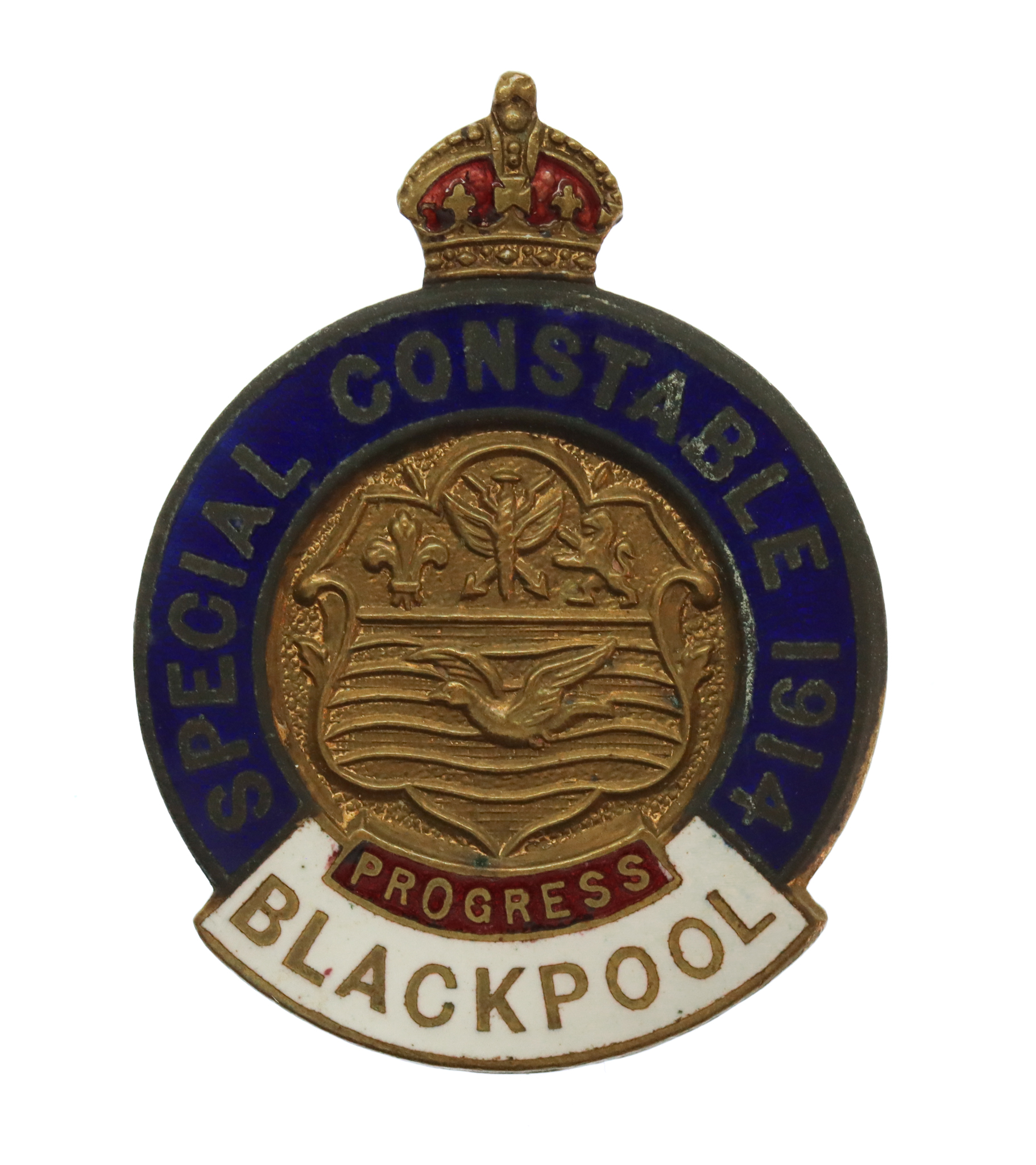 WW1 Blackpool Special Constable 1914 Enamelled Lapel Badge