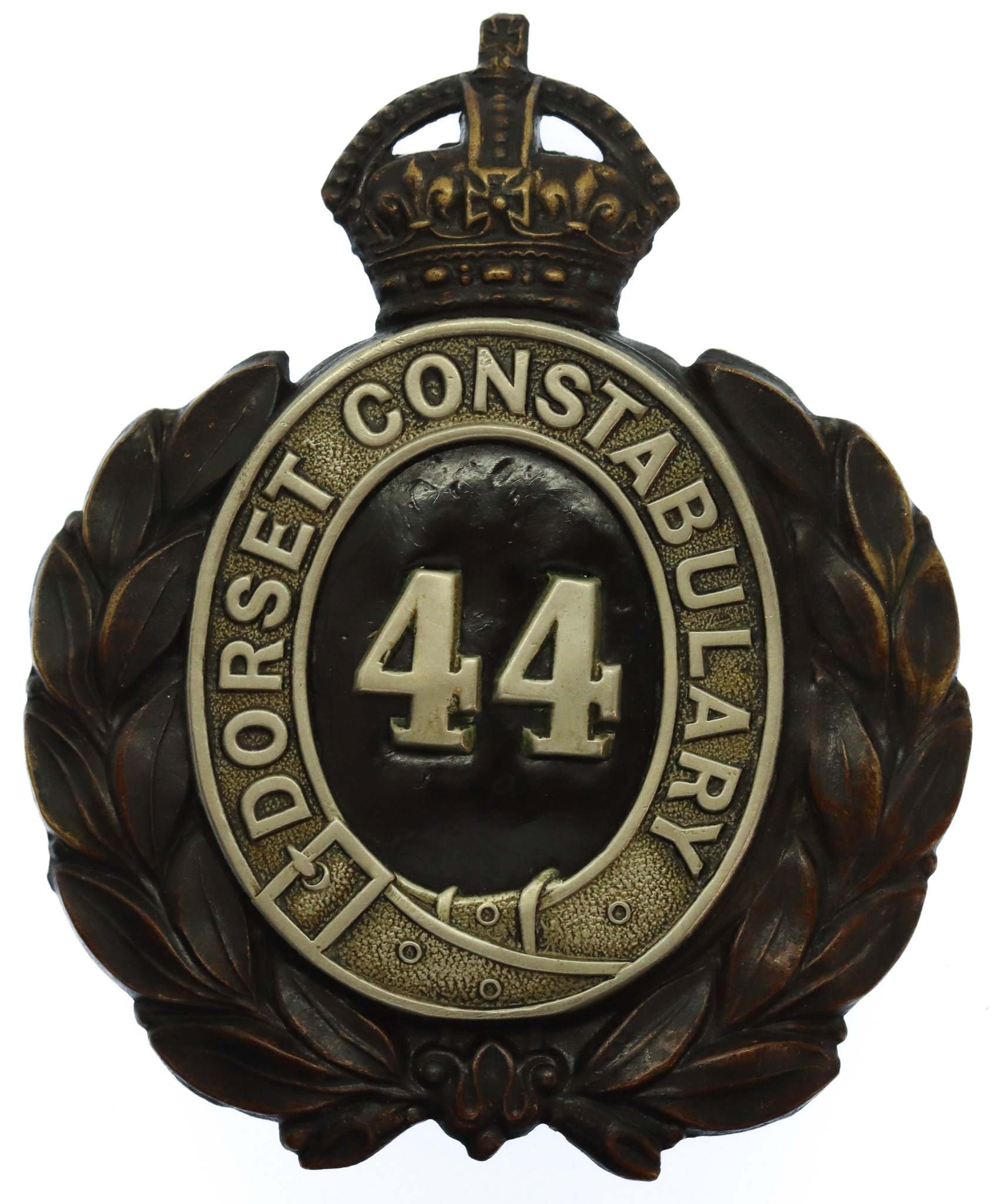 Dorset Constabulary Wreath Helmet Plate - King's Crown