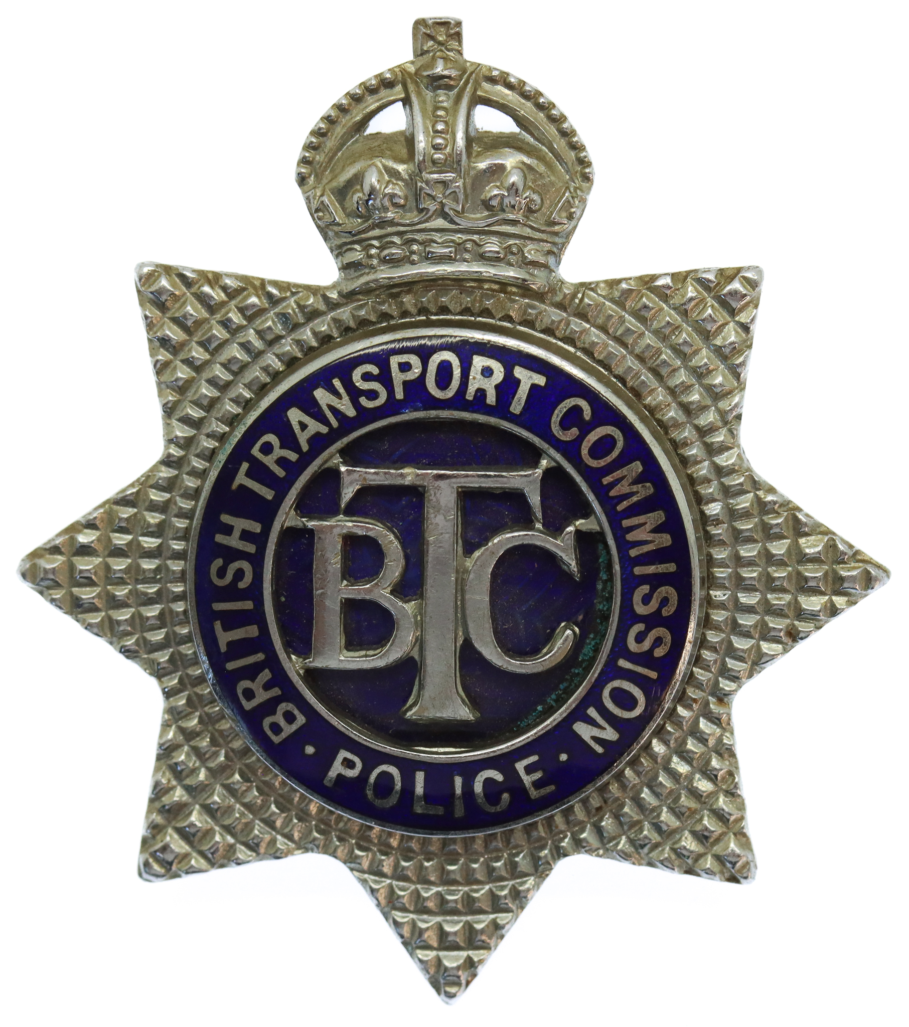 British Transport Commission (B.T.C.) Police Inspector's Enamelled Cap Badge - King's Crown
