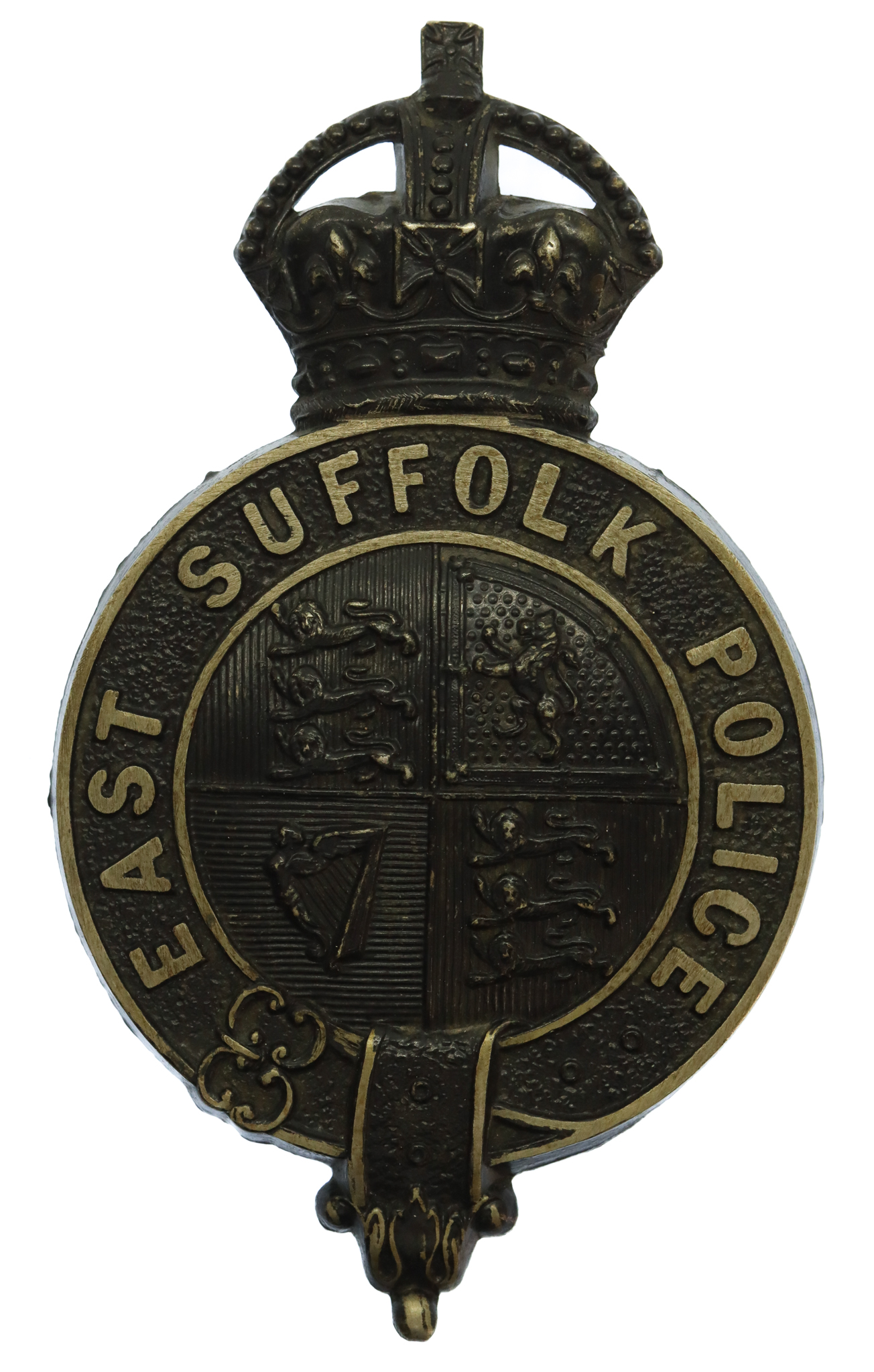 East Suffolk Police Helmet Plate - King's Crown