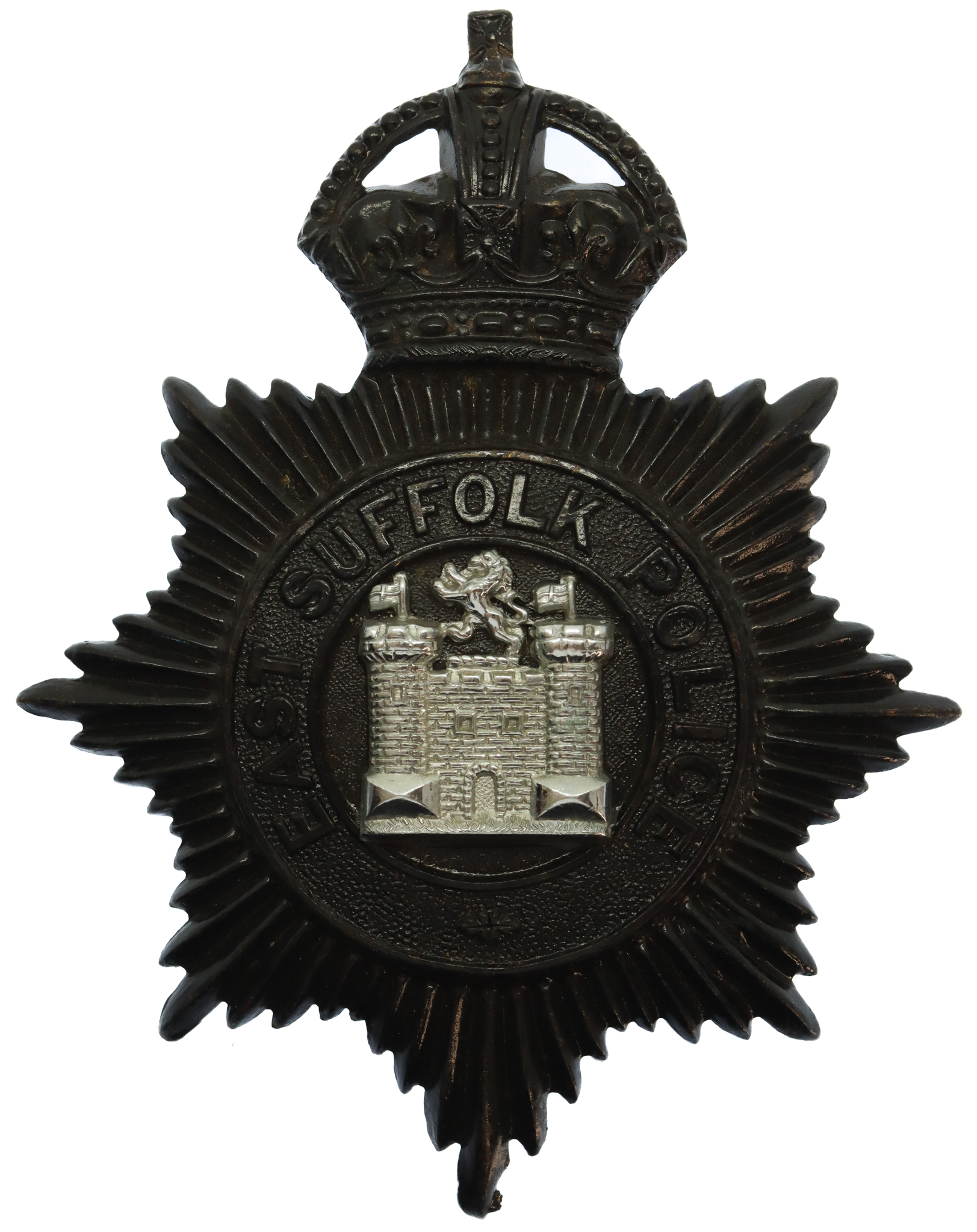 East Suffolk Police Night Helmet Plate - King's Crown