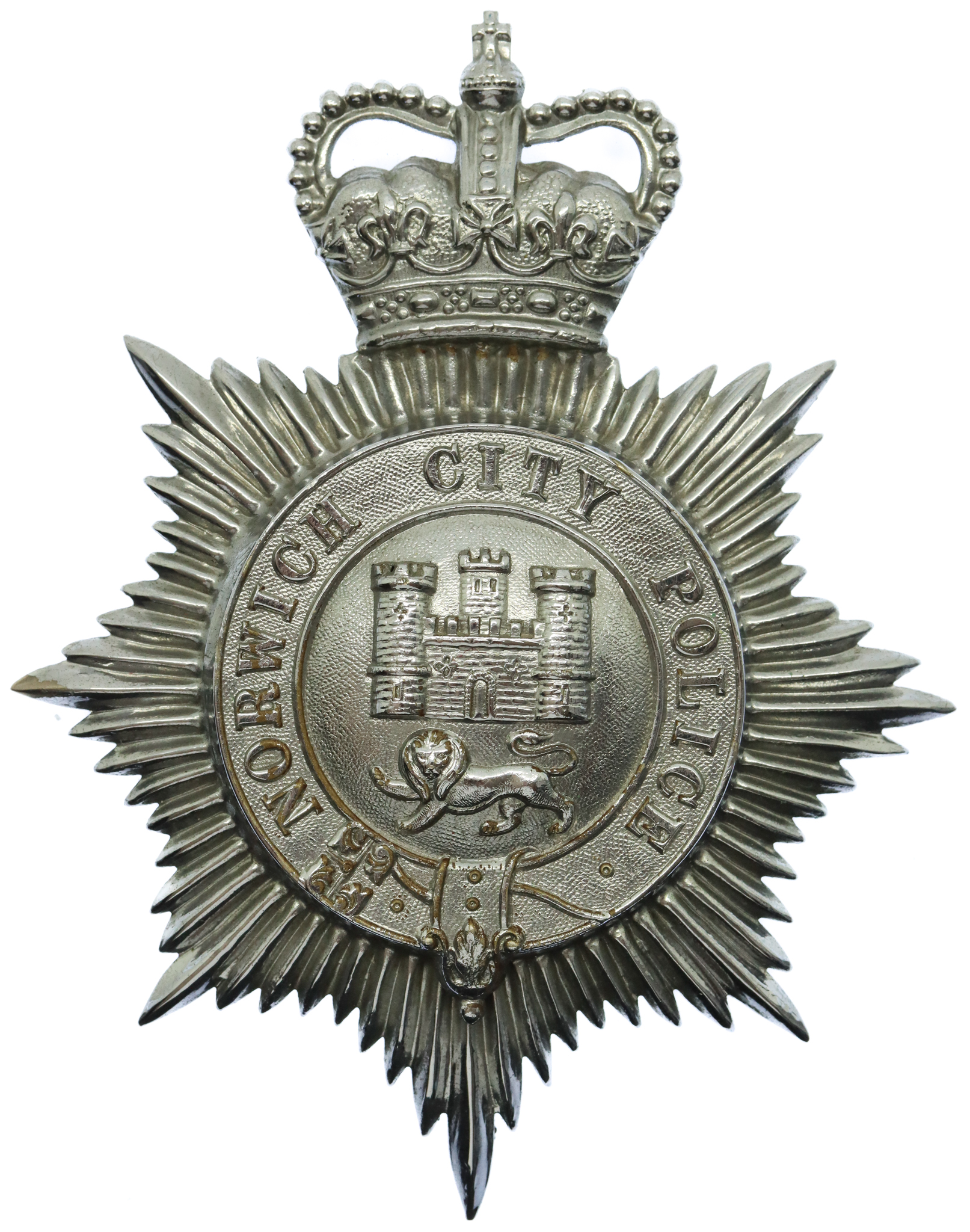 Norwich City Police Helmet Plate - Queen's Crown
