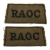 Pair of Royal Army Ordnance Corps (R.A.O.C.) WW2 Cloth Slip On Shoulder Titles
