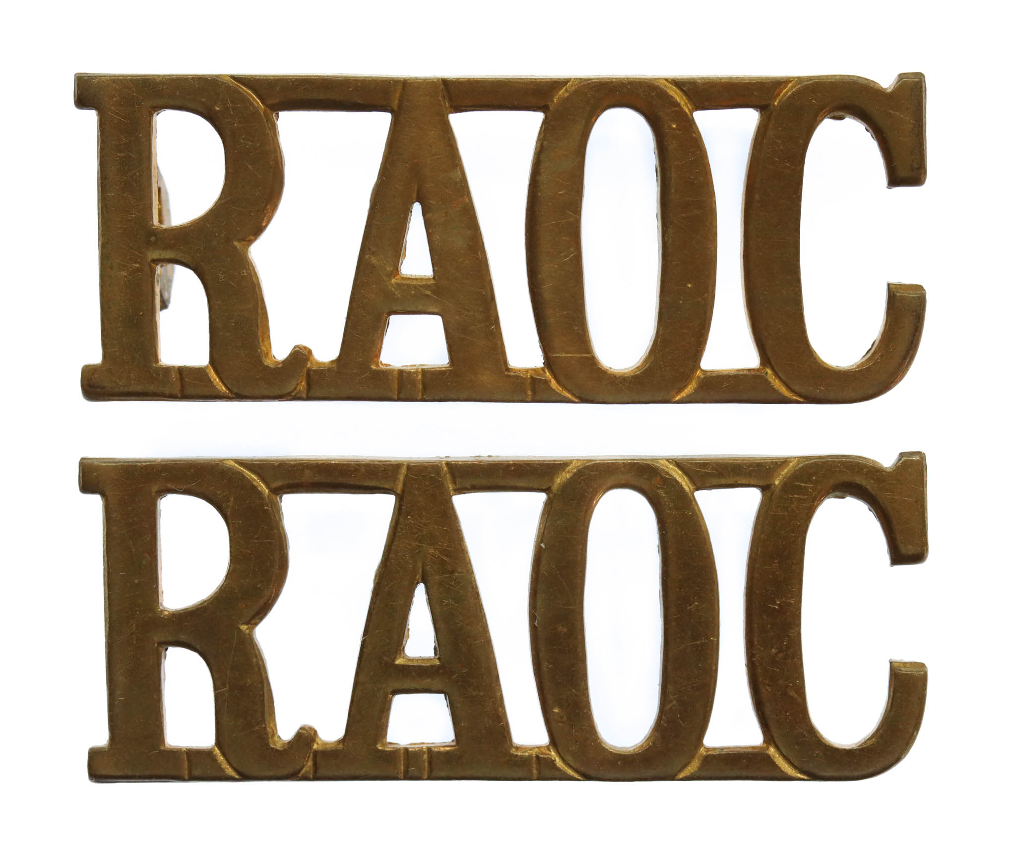 Pair of Royal Army Ordnance Corps (R.A.O.C.) Shoulder Titles