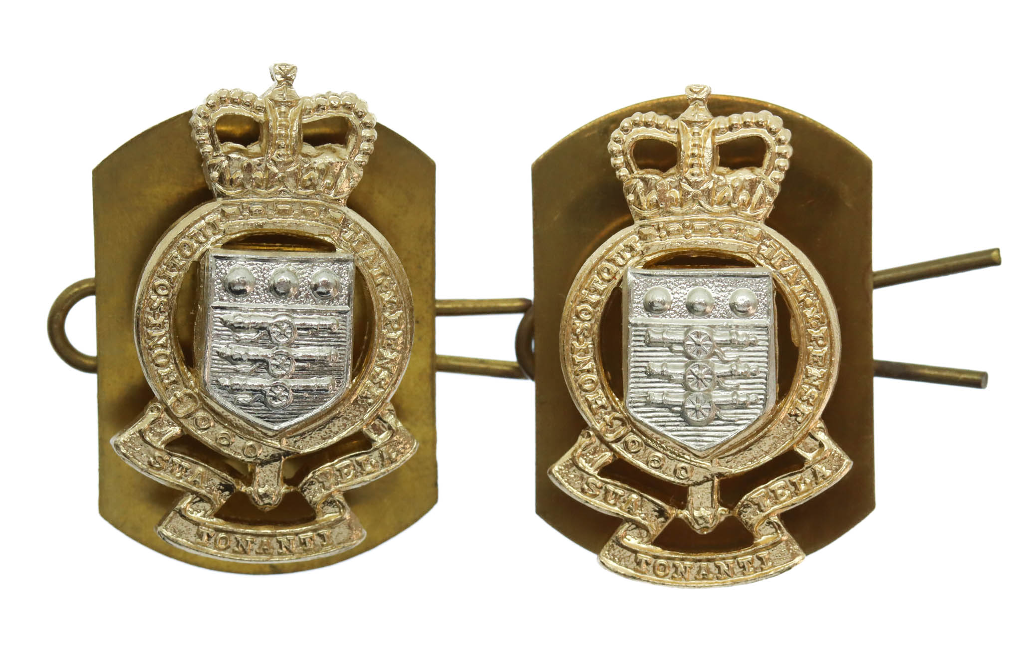Pair of Royal Army Ordnance Corps (R.A.O.C.) Anodised (Staybrite) Collar Badges