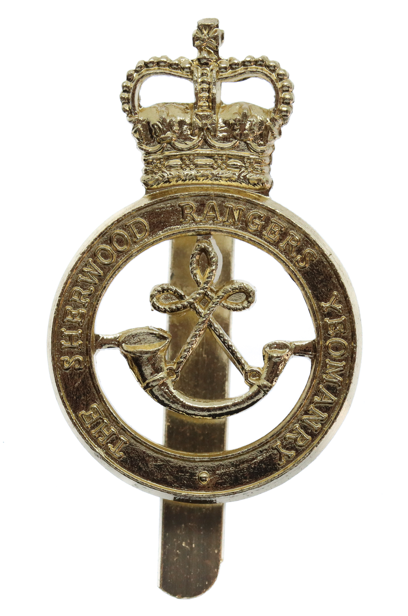 Sherwood Rangers Yeomanry Anodised (Staybrite) Cap Badge - Queen's Crown