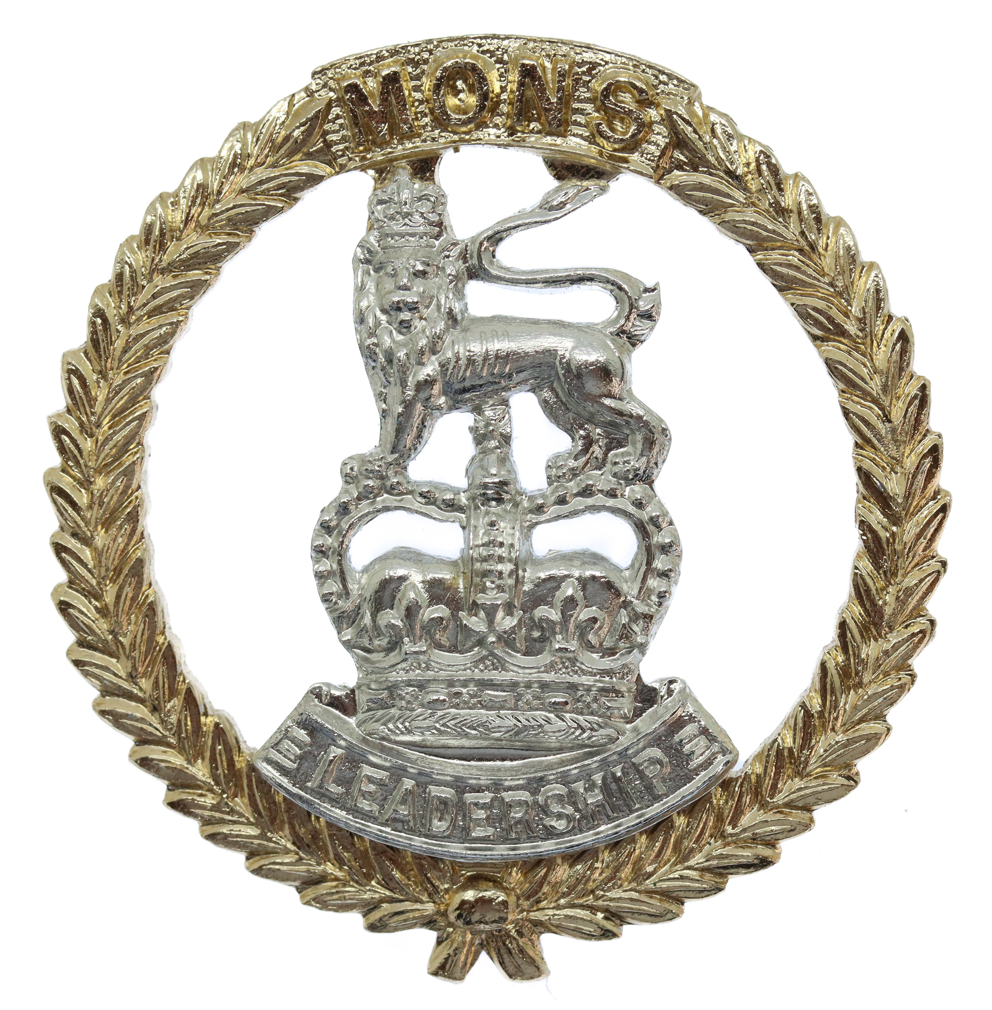 Mons Officer Cadet School Anodised (Staybrite) Cap Badge