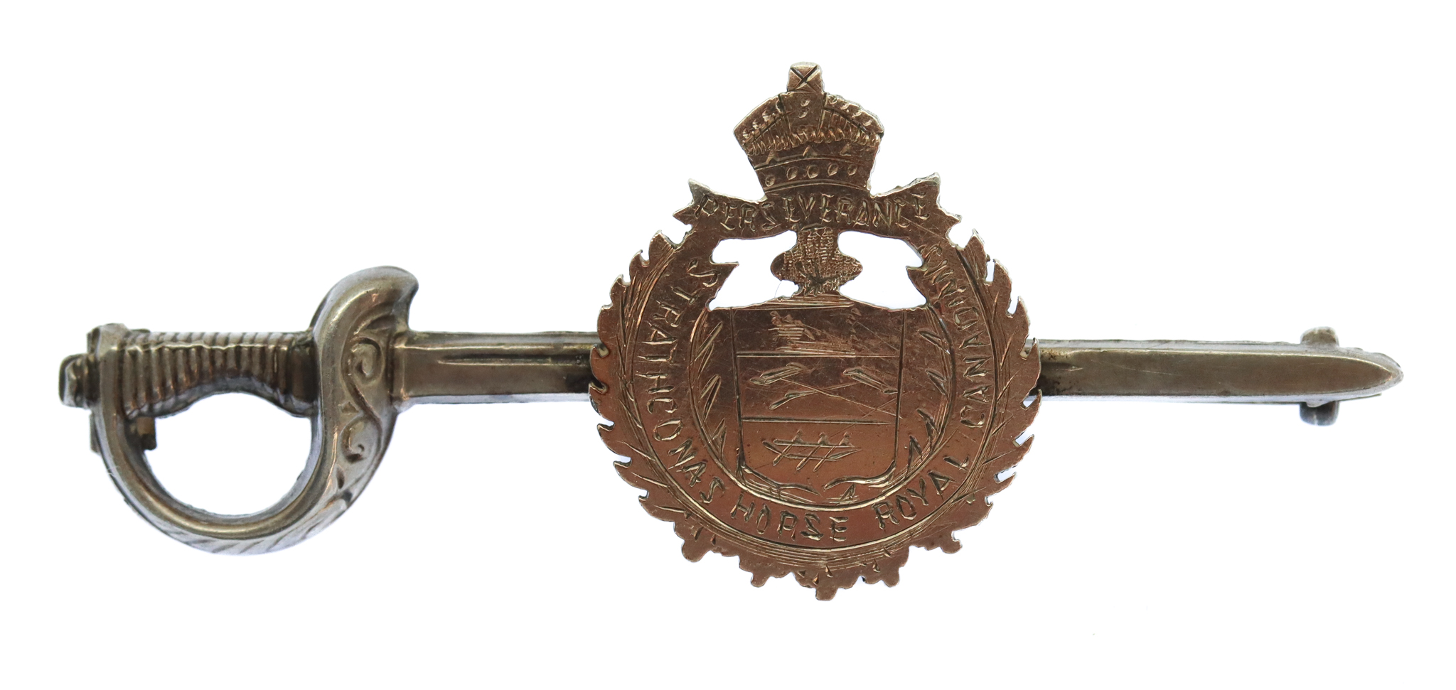 WW1 Lord Strathcona's Horse (Royal Canadians) Sterling Silver Sword Sweetheart Brooch