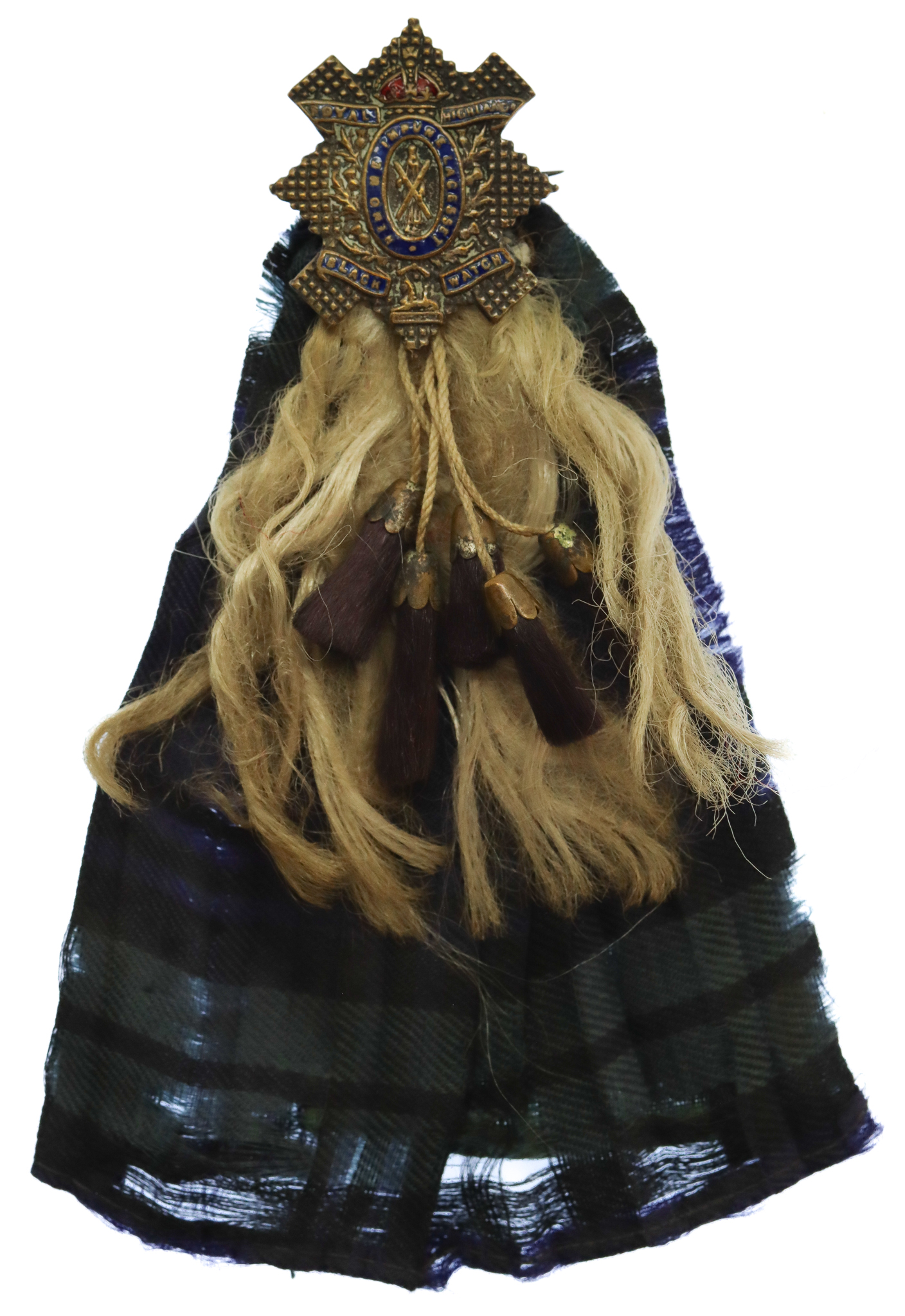 Black Watch (Royal Highlanders) Kilt & Sporran Sweetheart Brooch - King's Crown