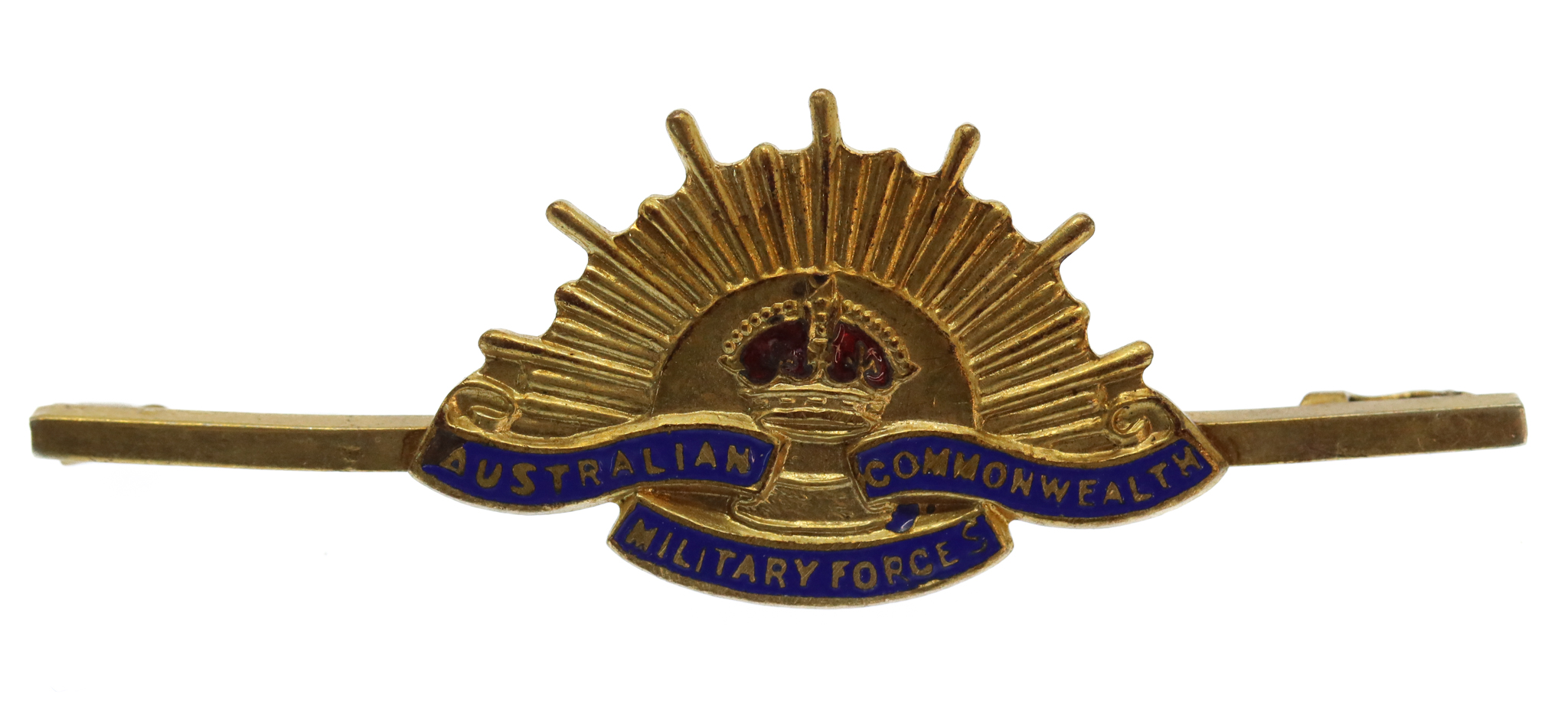 Australian Commonwealth Military Forces Rising Sun Sweetheart Brooch - King's Crown