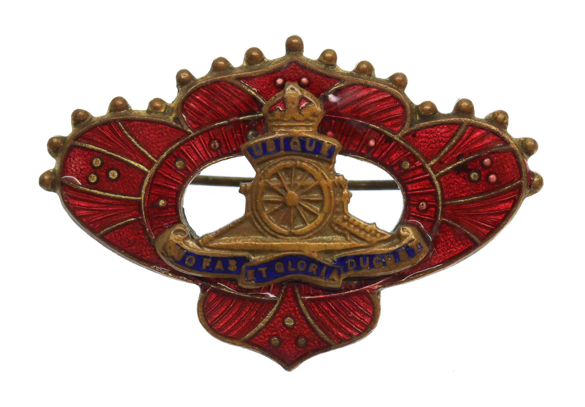 Royal Artillery Enamelled Sweetheart Brooch - King's Crown