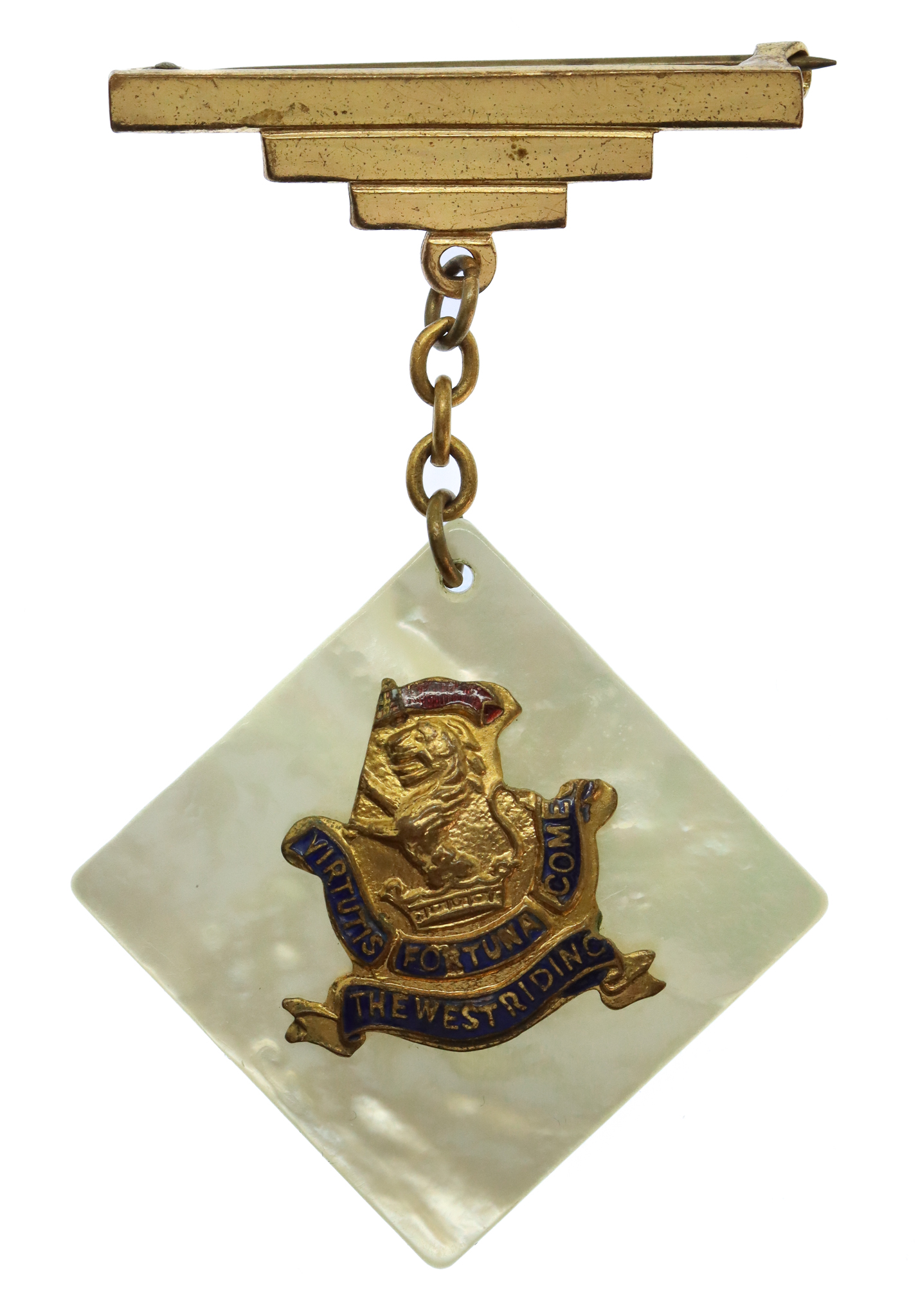 West Riding Regiment (Duke of Wellington's) Mother of Pearl Sweetheart Brooch
