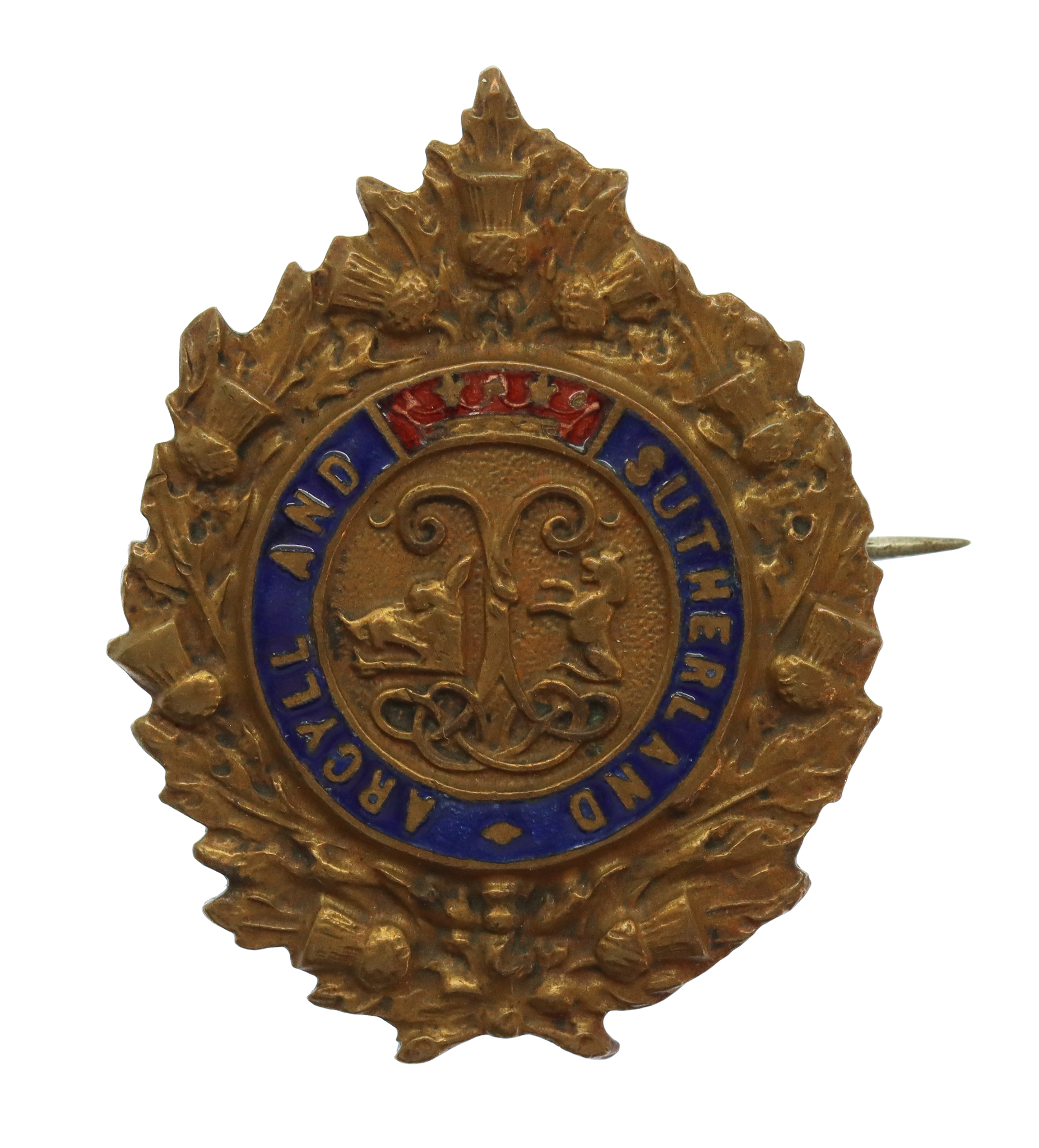 Argyll & Sutherland Highlanders Brass & Enamel Sweetheart Brooch