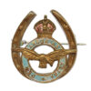Royal Air Force (R.A.F.) Brass & Enamel Horseshoe Sweetheart Brooch - King's Crown