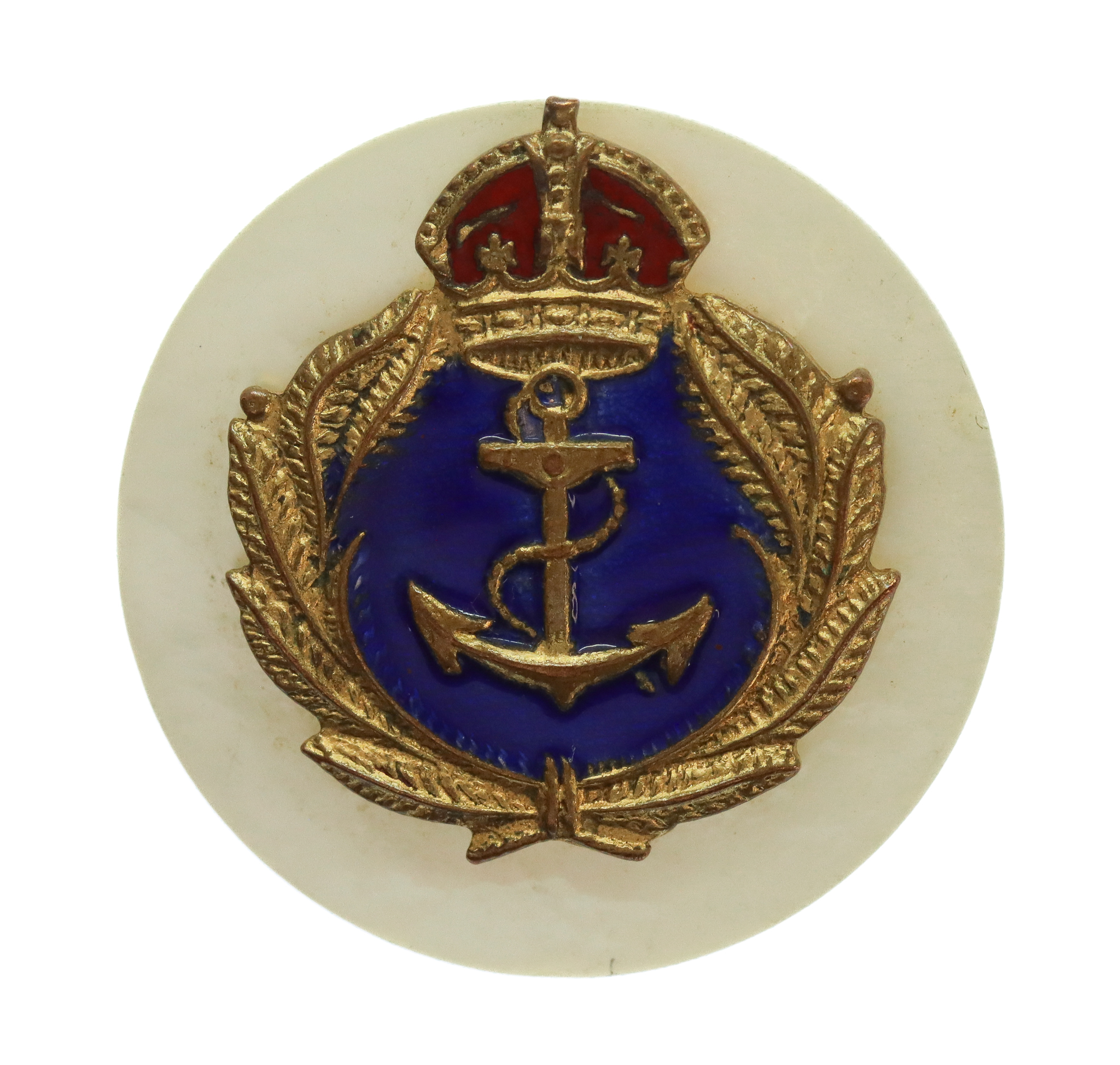 Royal Navy Mother of Pearl Sweetheart Brooch - King's Crown