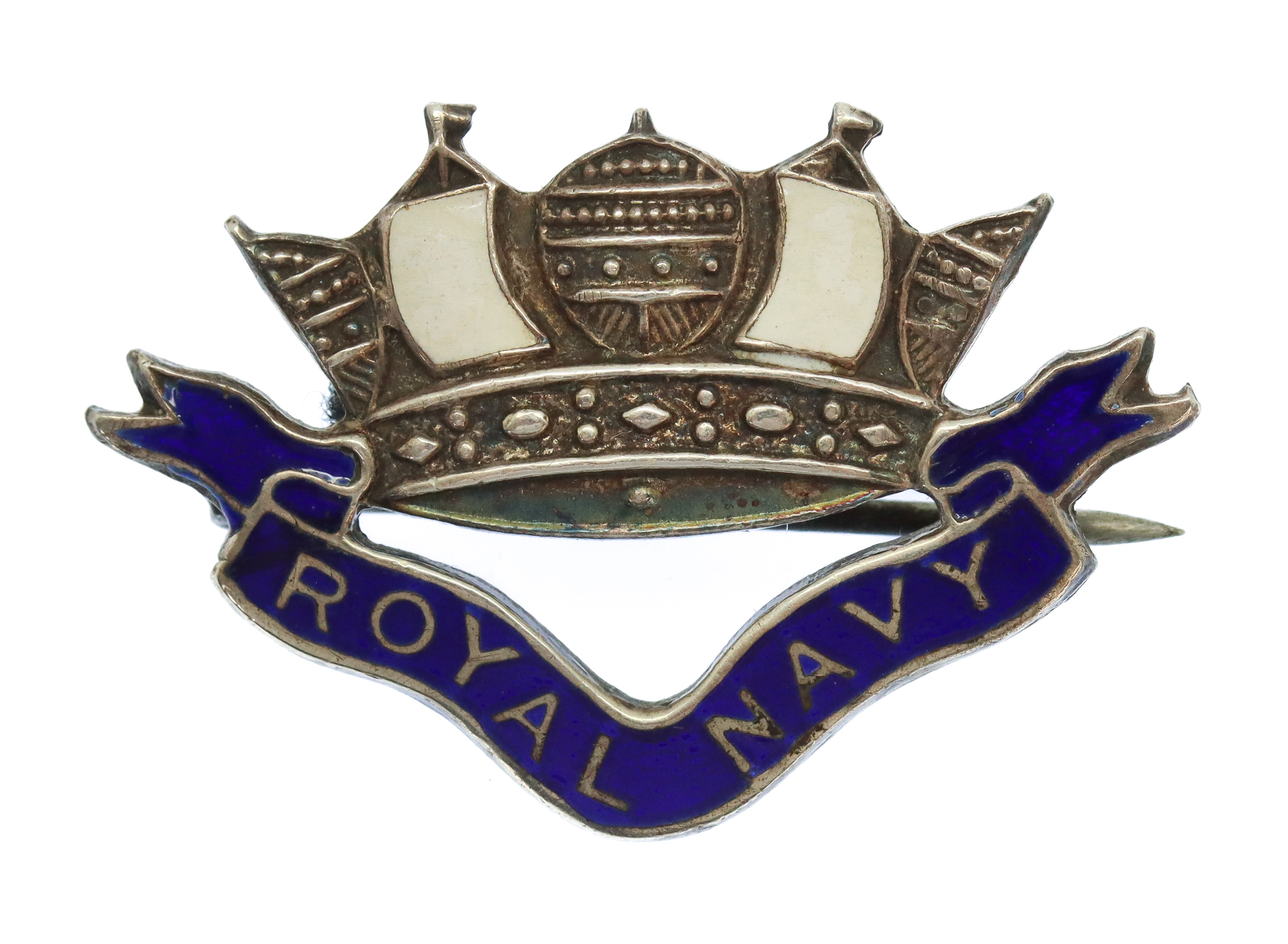 Royal Navy Sterling Silver & Enamel Sweetheart Brooch