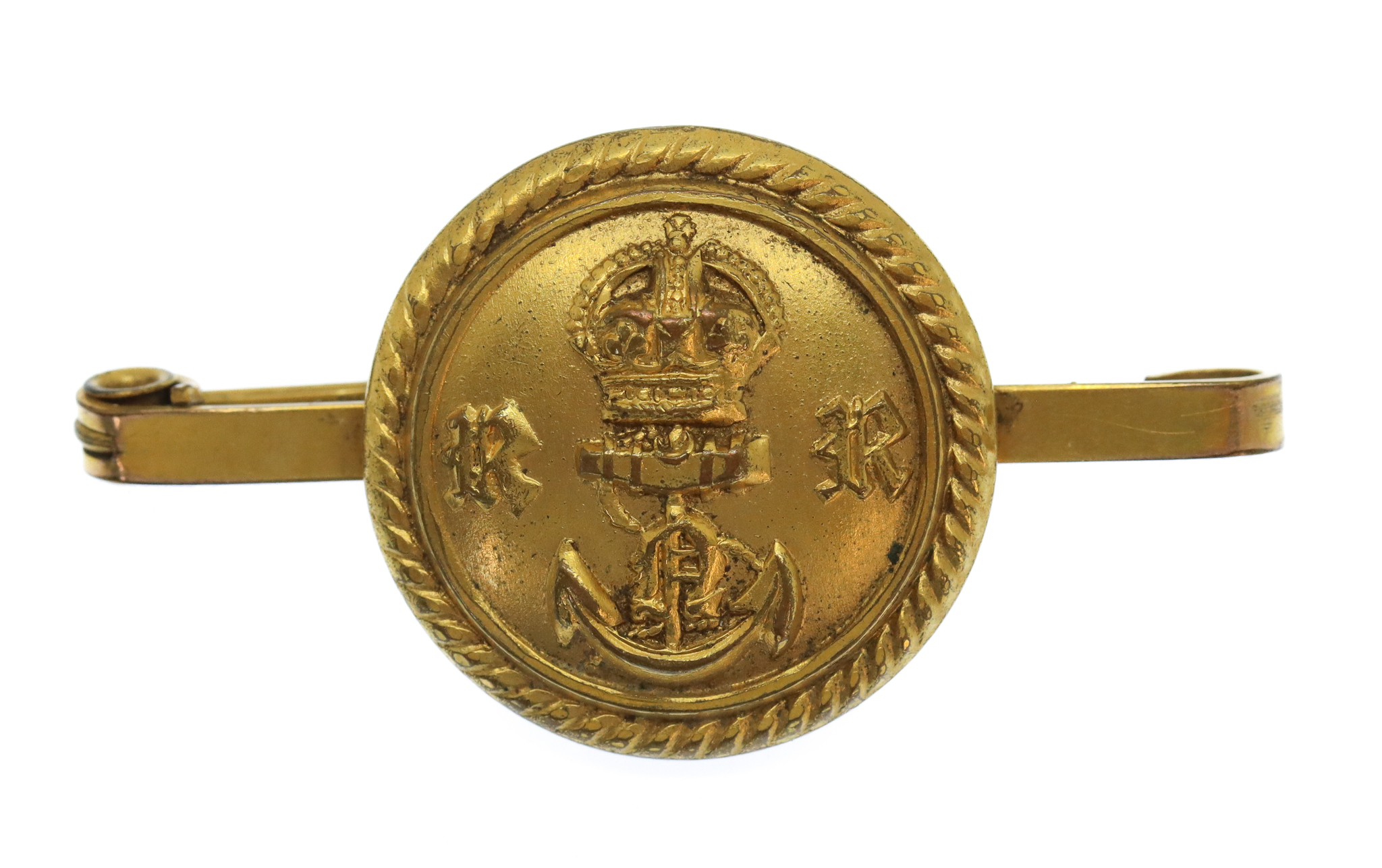 Royal Naval Reserve (R.N.R.) Button Sweetheart Brooch - King's Crown