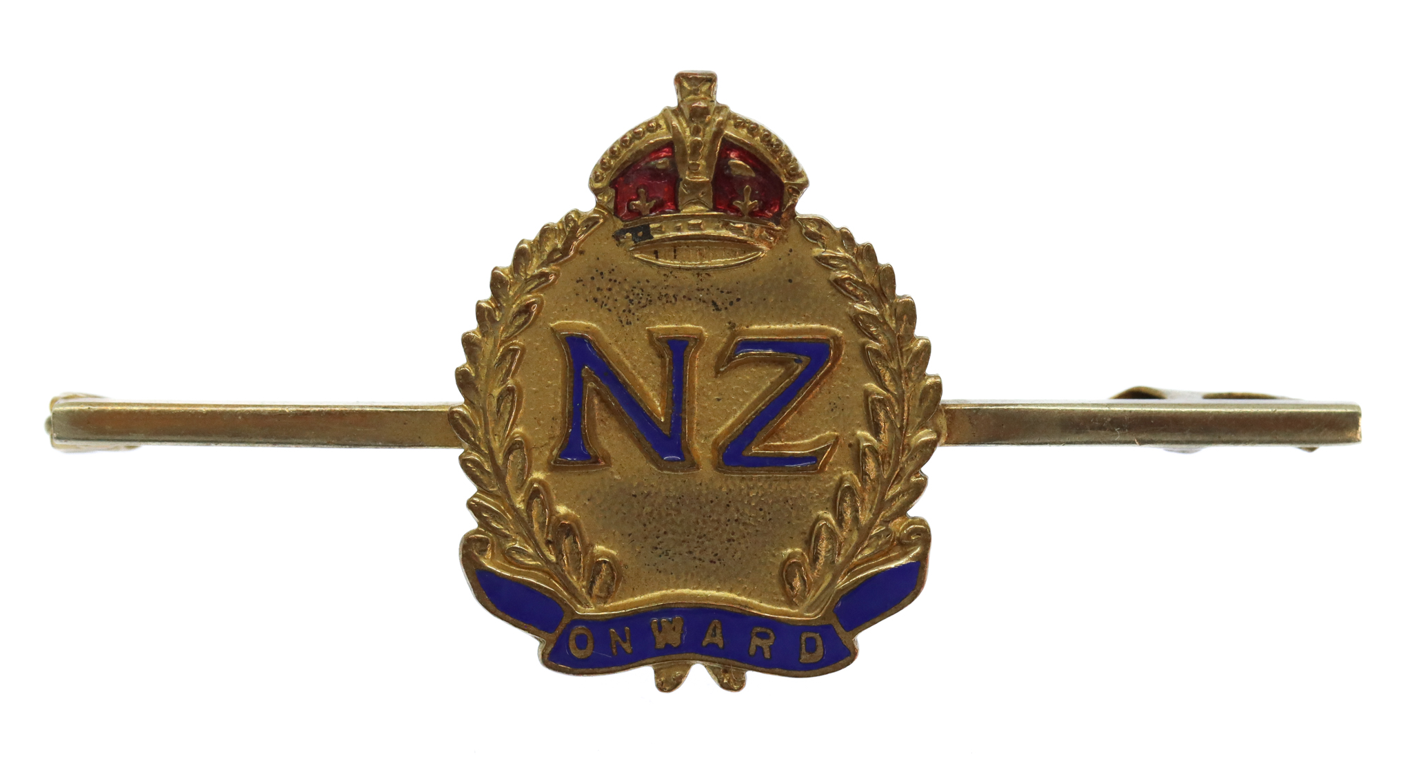 New Zealand Expeditionary Force (N.Z.E.F.) Enamelled Sweetheart Brooch - King's Crown