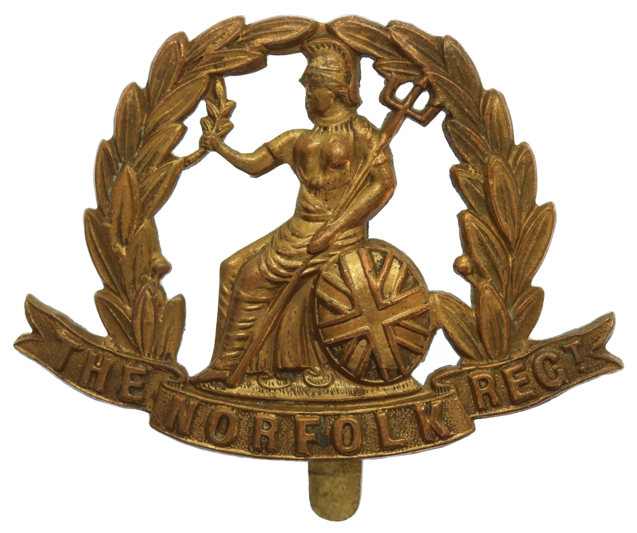 Norfolk Regiment WW1 All Brass Economy Cap Badge