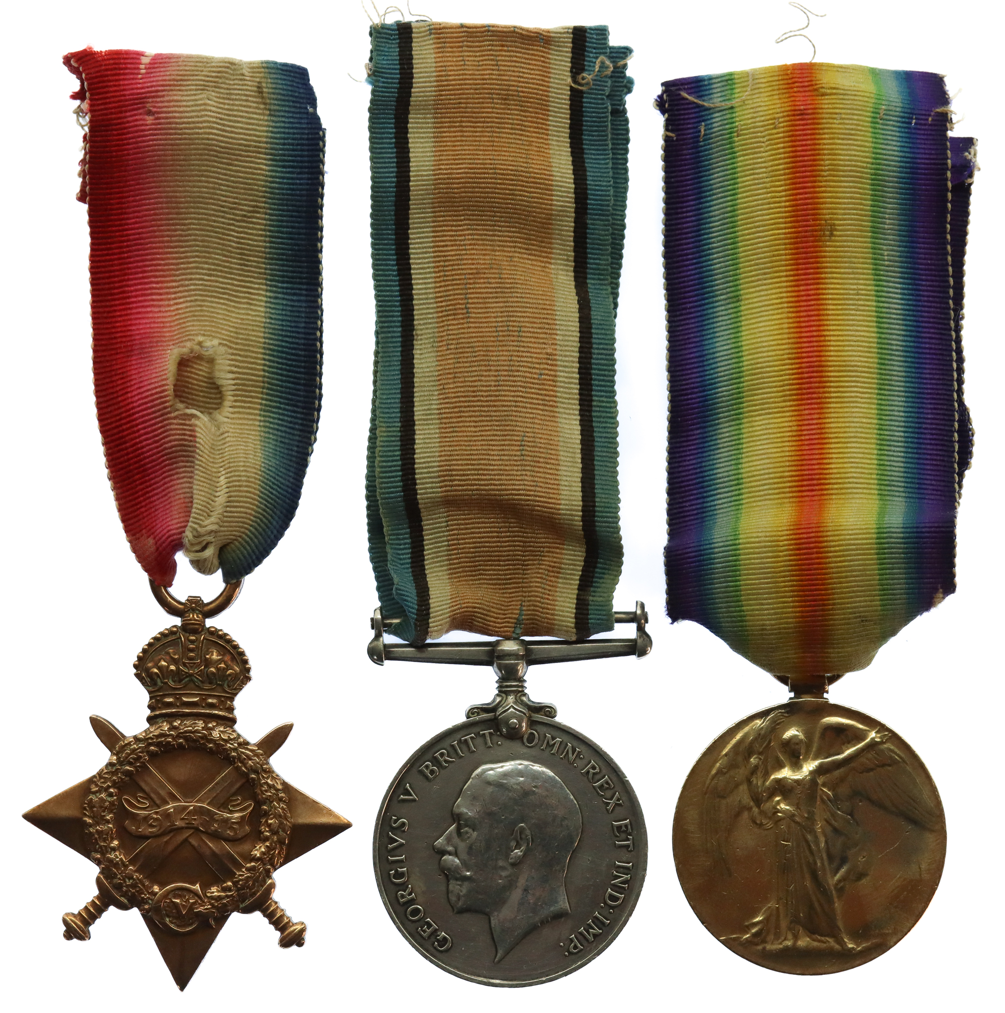 WW1 1914-15 Star Medal Trio - Pte. W. Hind, Notts & Derby Regiment (Sherwood Foresters)