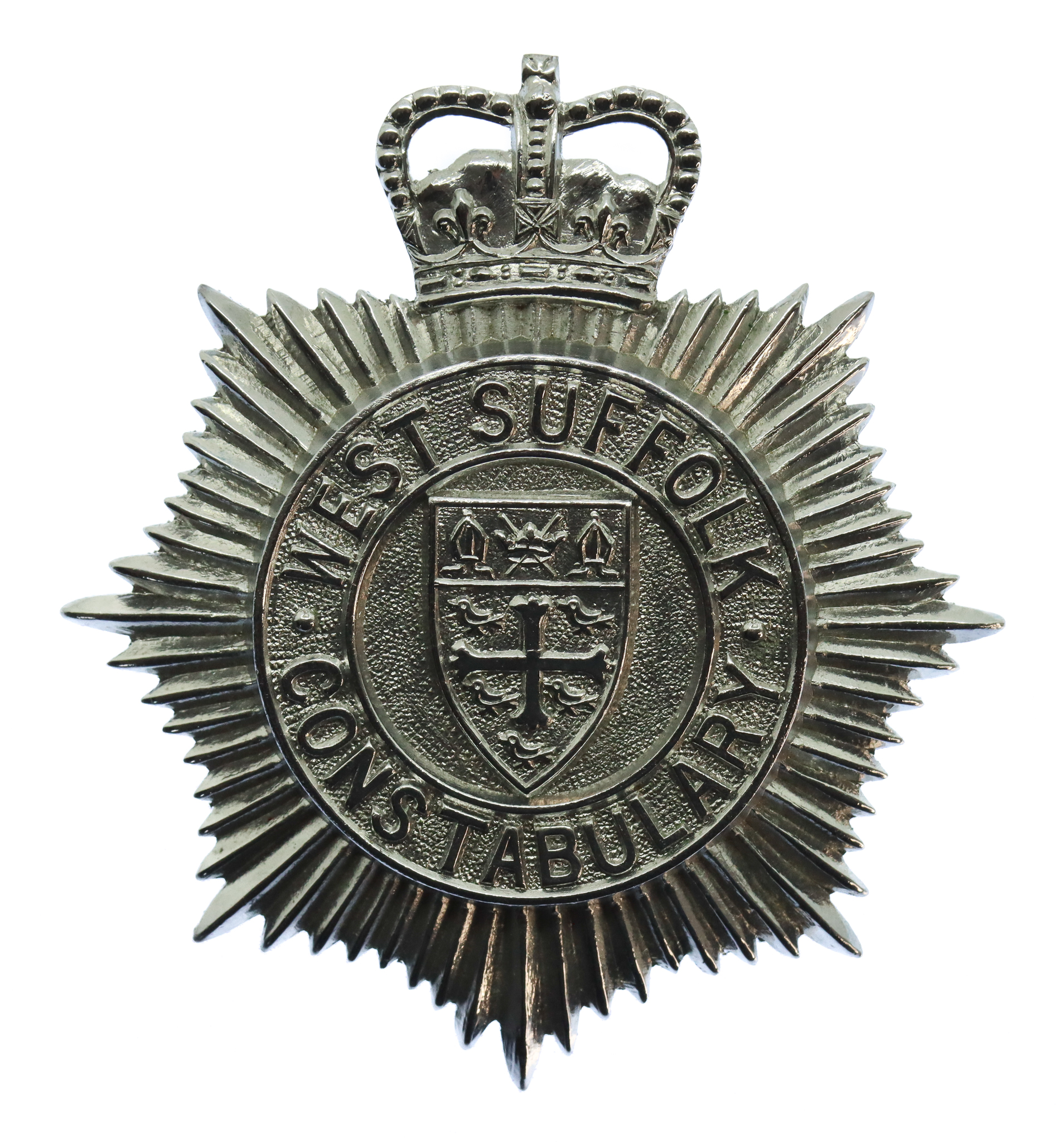 West Suffolk Constabulary Small Star Helmet Plate - Queen's Crown