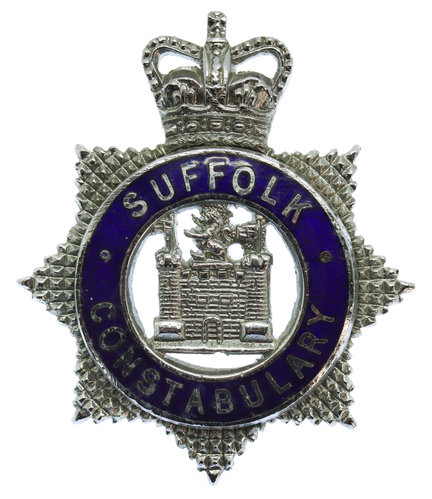 Suffolk Constabulary Senior Officer's Enamelled Cap Badge - Queen's Crown