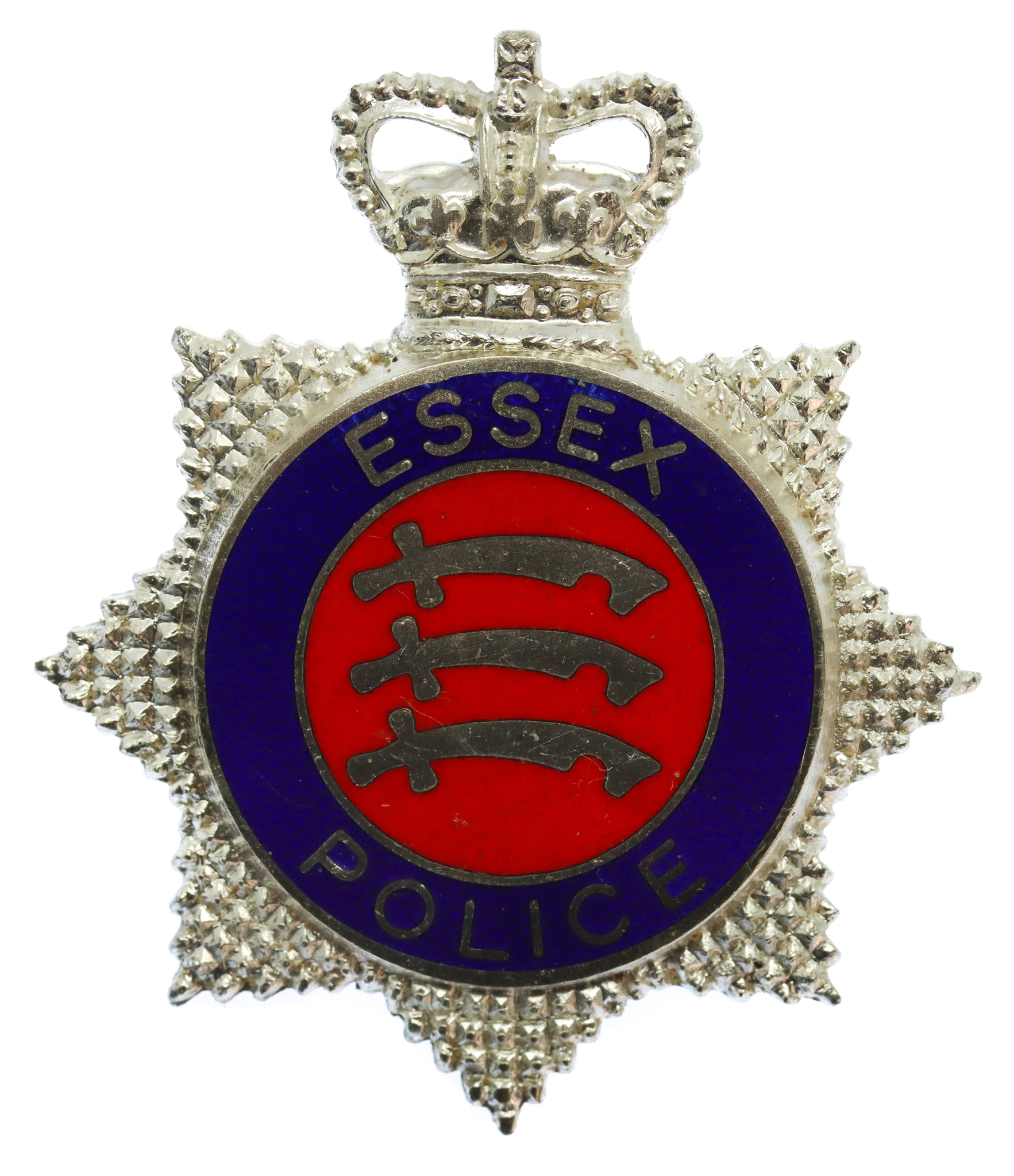 Essex Police Hallmarked Silver Senior Officer's Cap Badge - Queen's Crown