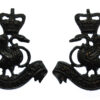 Pair of Buckinghamshire Constabulary Blackened Brass Collar Badges - Queen's Crown