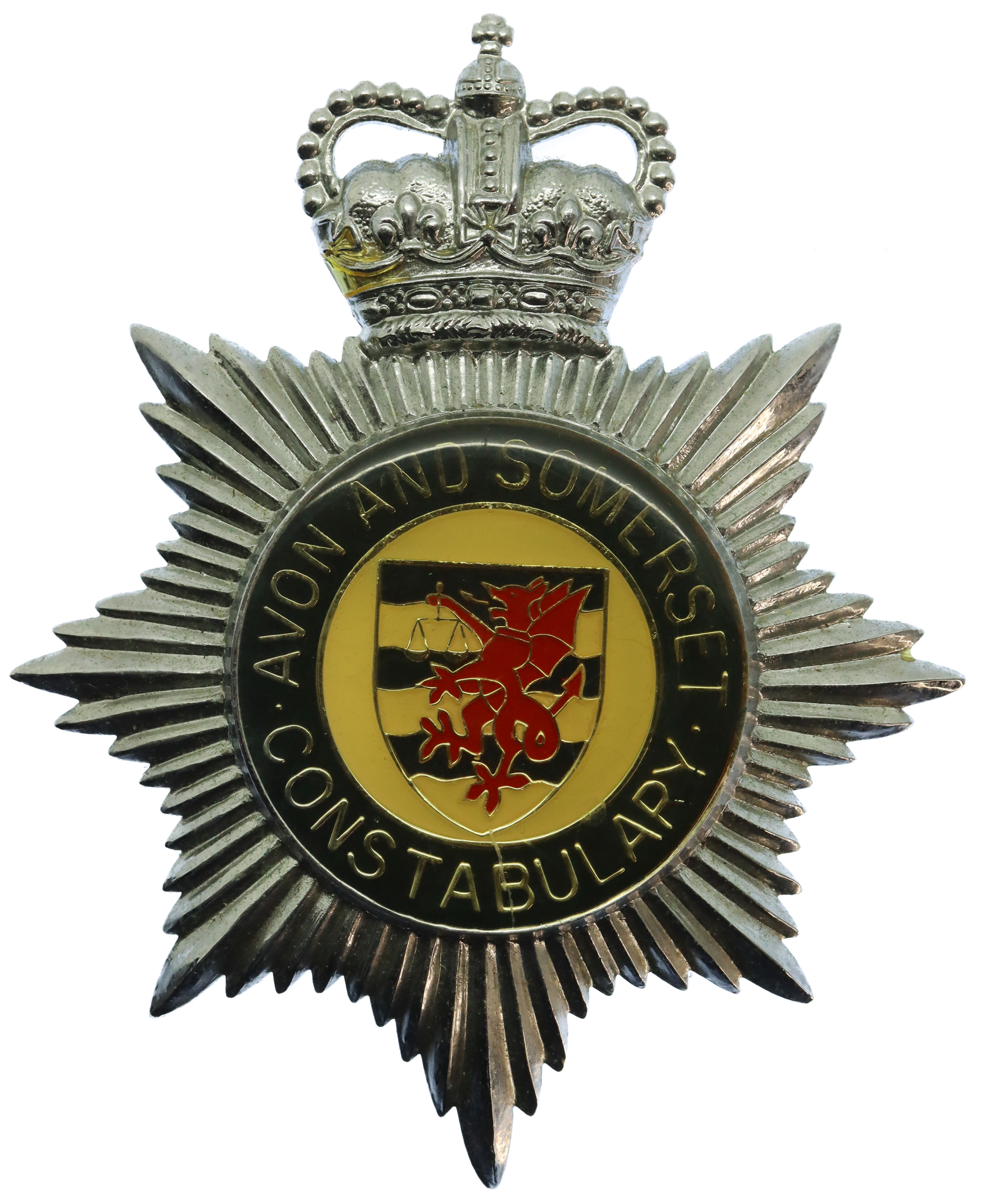 Avon & Somerset Constabulary Enamelled Helmet Plate - Queen's Crown
