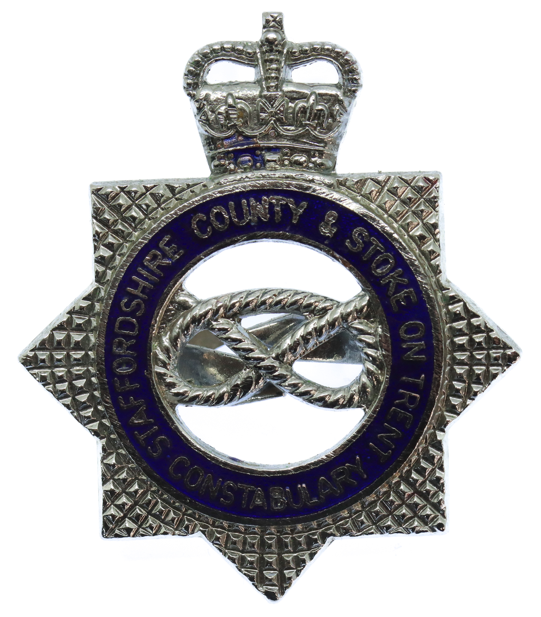 Staffordshire County & Stoke - on -Trent Constabulary Senior Officer's Enamelled Cap Badge - Queen's Crown