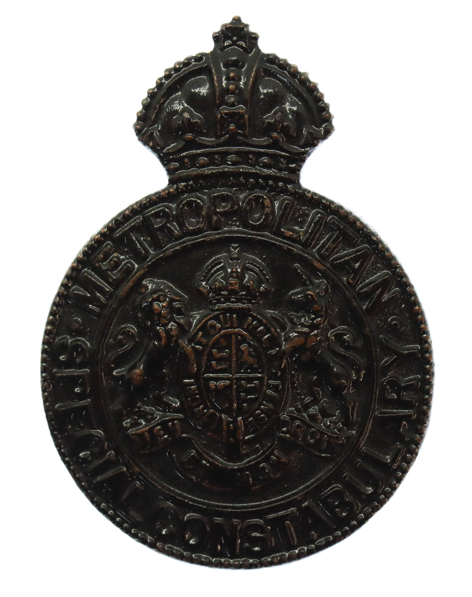 Metropolitan Special Constabulary Bronze Cap/Lapel Badge - King's Crown