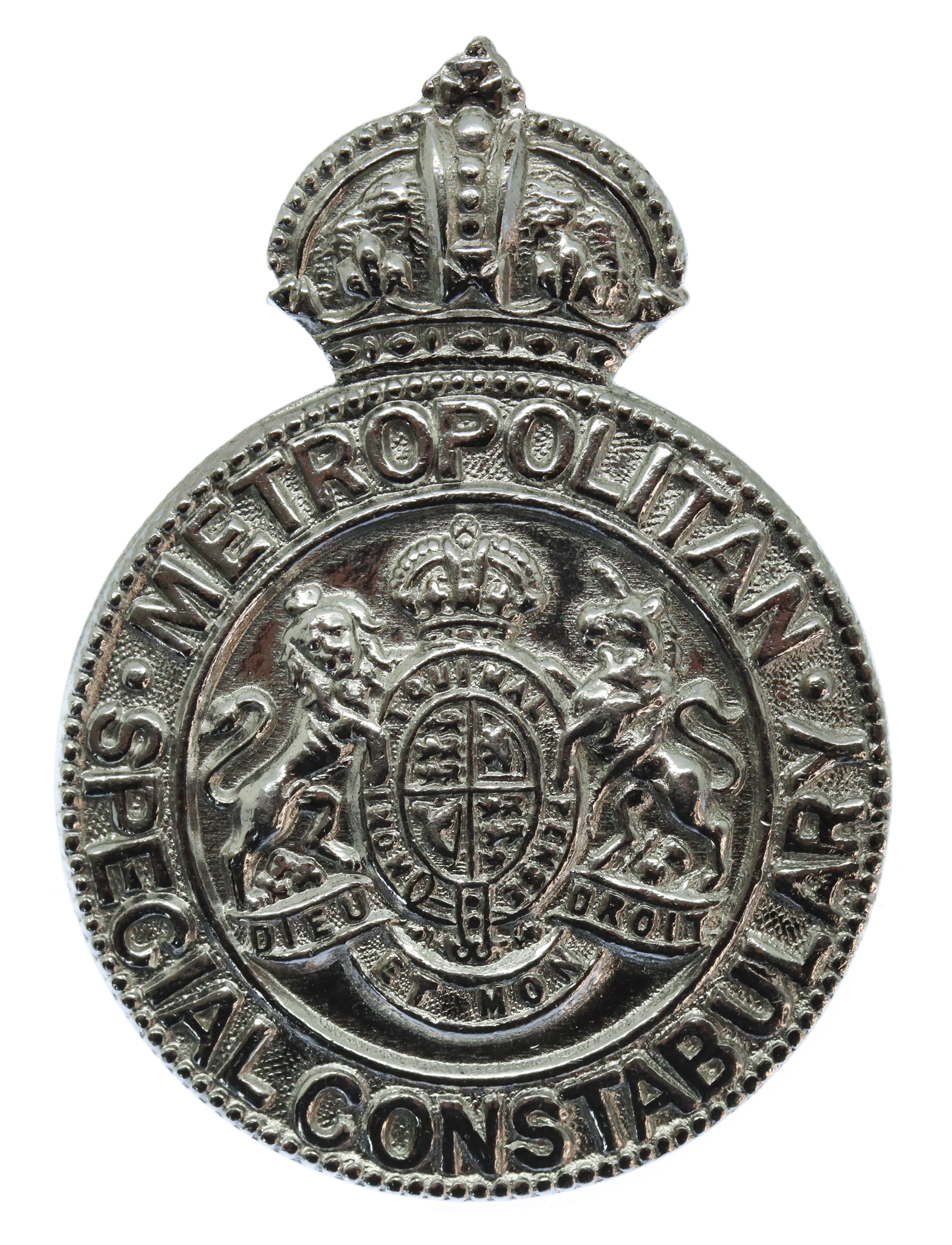 Metropolitan Special Constabulary Chrome Cap/Lapel Badge - King's Crown