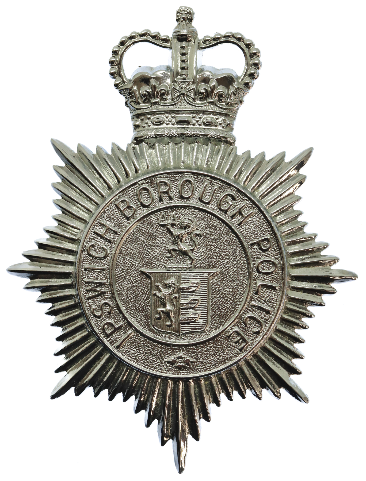 Ipswich Borough Police Helmet Plate - Queen's Crown