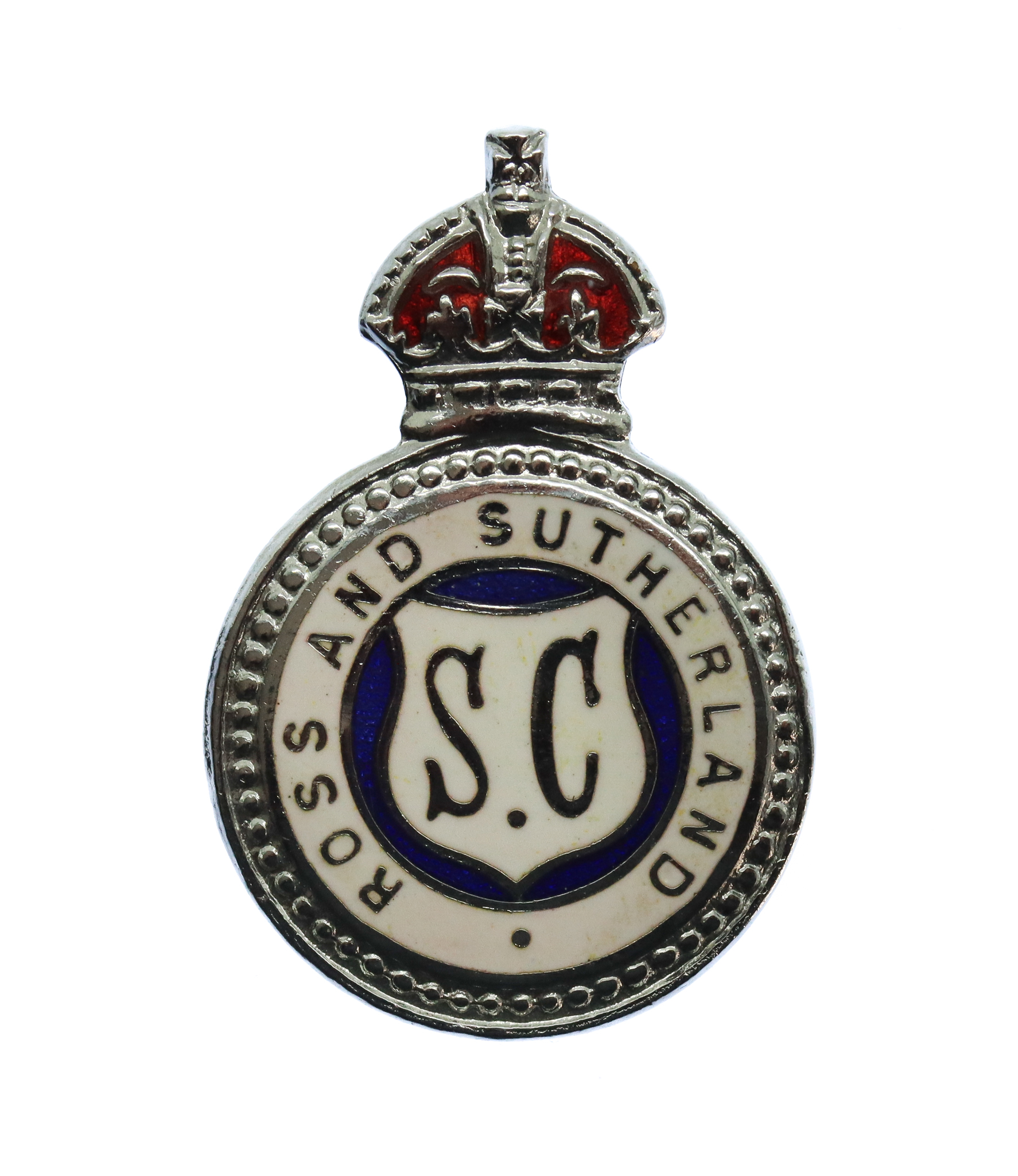 Ross and Sutherland Special Constabulary Enamelled Lapel Badge - King's Crown