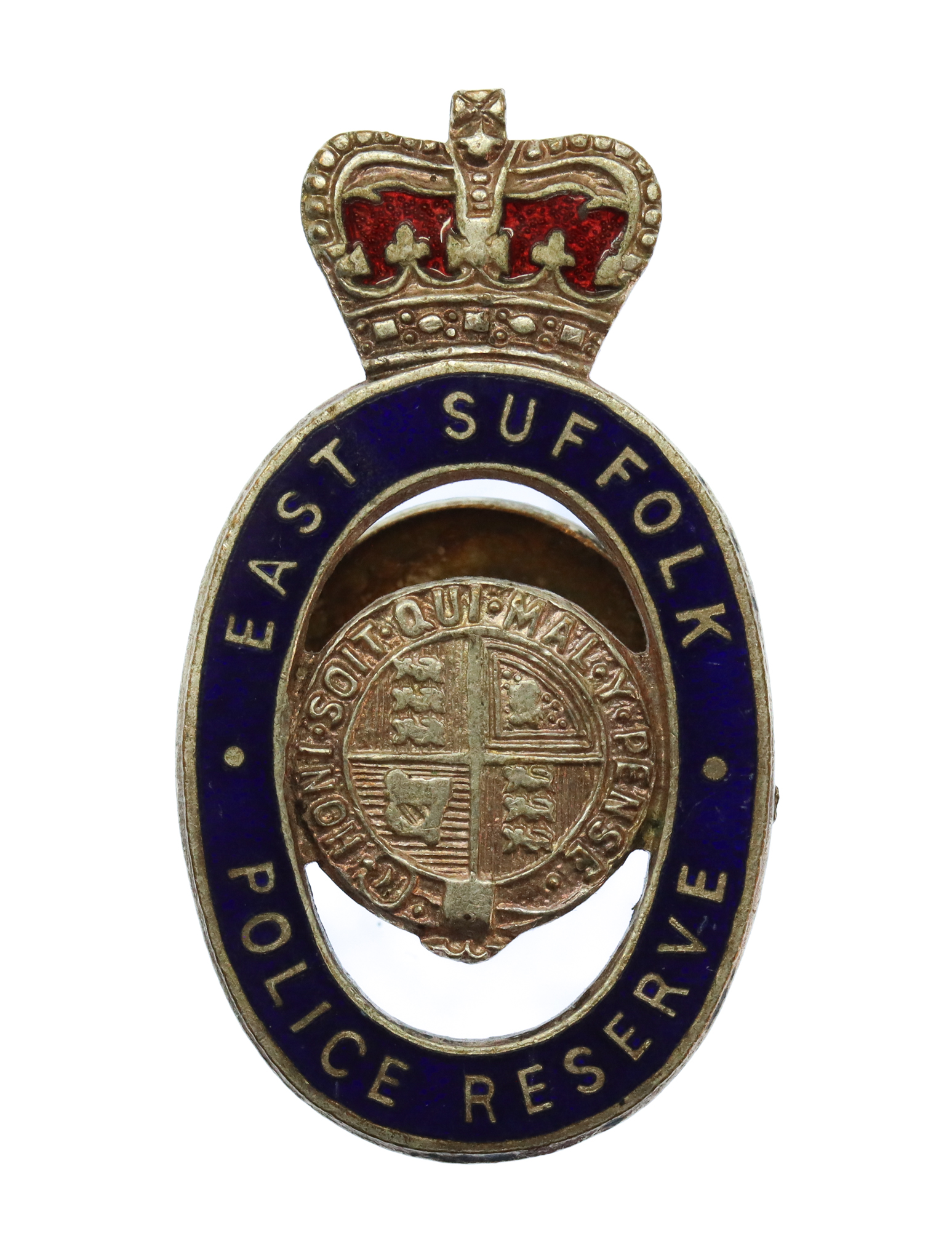 East Suffolk Police Reserve Enamelled Lapel Badge - Queen's Crown