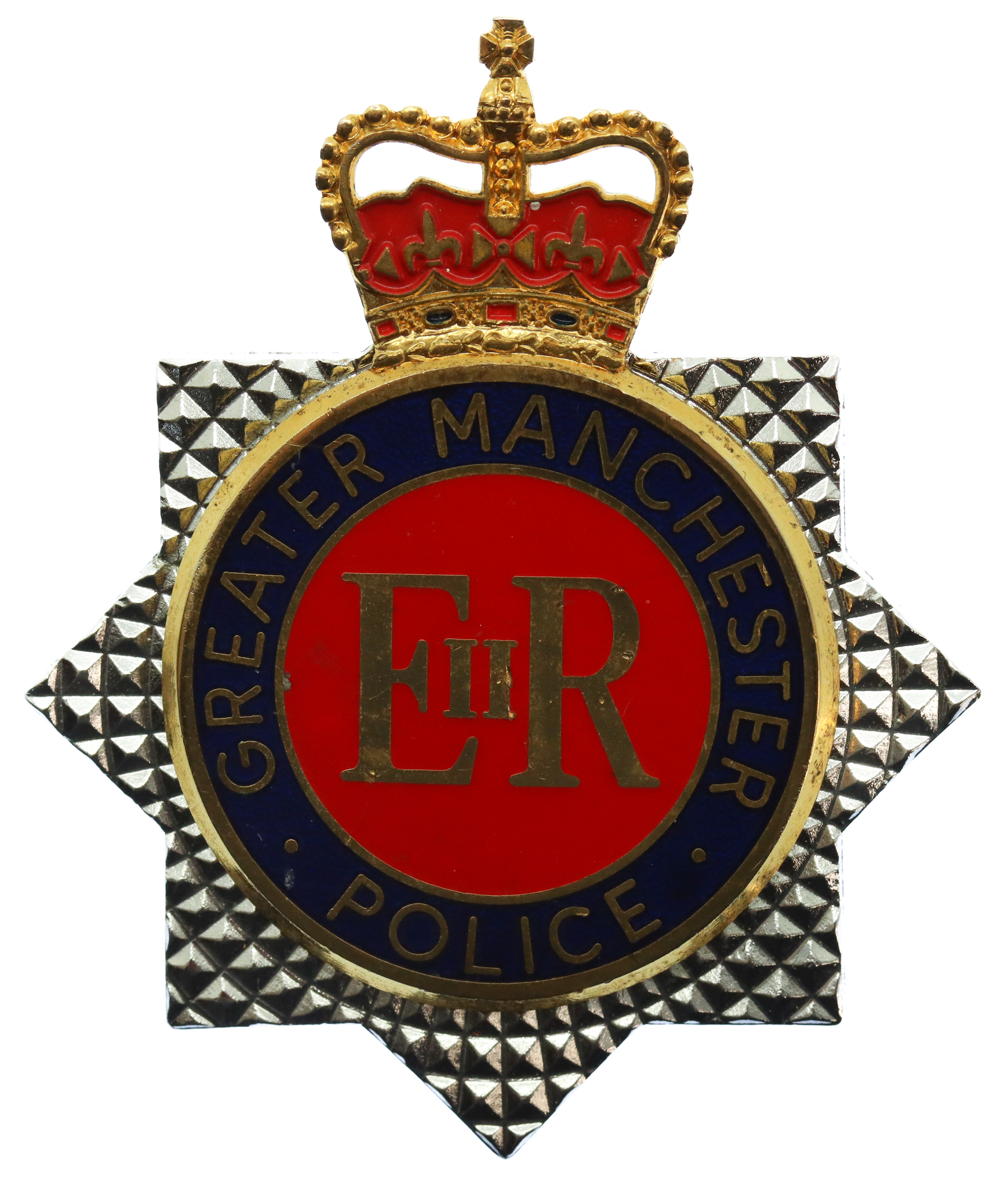 Greater Manchester Police Enamelled Star Cap Badge - Queen's Crown