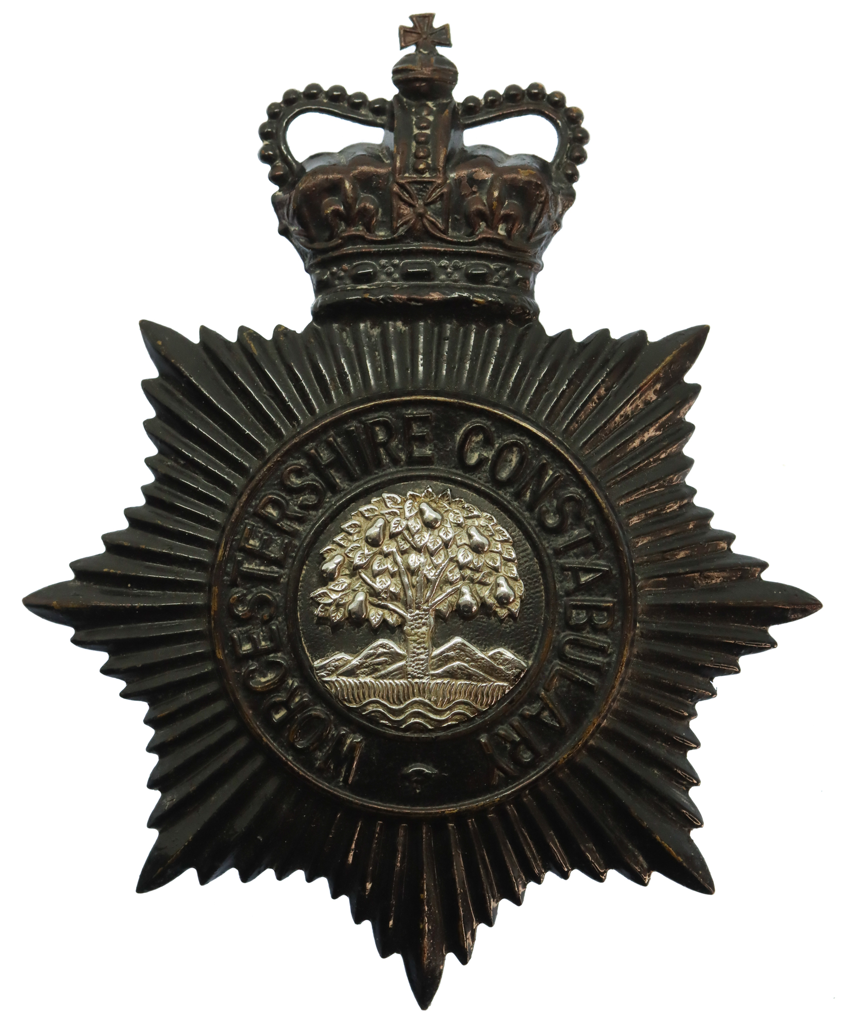Worcestershire Constabulary Night Helmet Plate - Queen's Crown