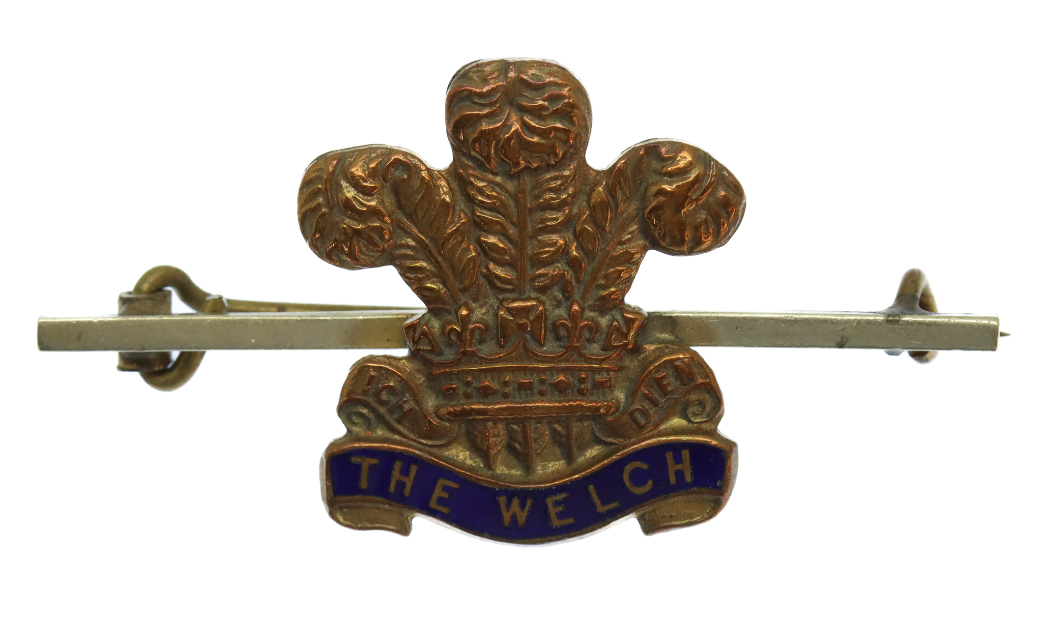 Welch Regiment Brass & Enamel Sweetheart Brooch/Tie Pin