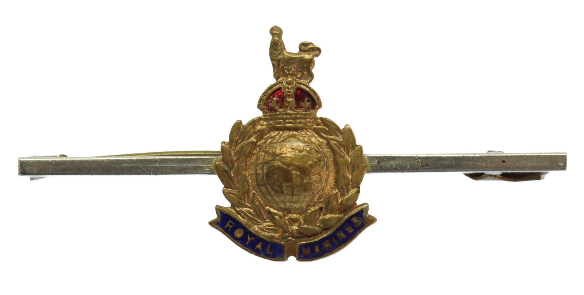 Royal Marines Brass & Enamel Sweetheart Brooch - King's Crown