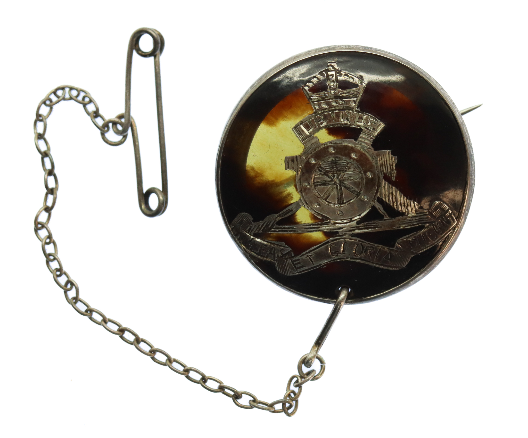 WW1 Royal Artillery 1917 Hallmarked Silver & Tortoiseshell Sweetheart Brooch